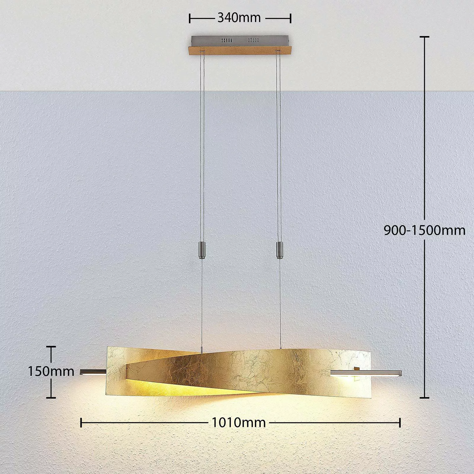 LED-Hängeleuchte Marija, Blende senkrecht, gold günstig online kaufen