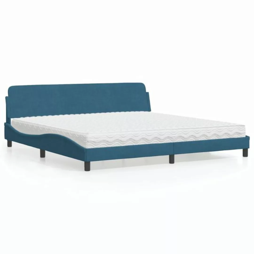 vidaXL Bett Bett mit Matratze Blau 200x200 cm Samt günstig online kaufen
