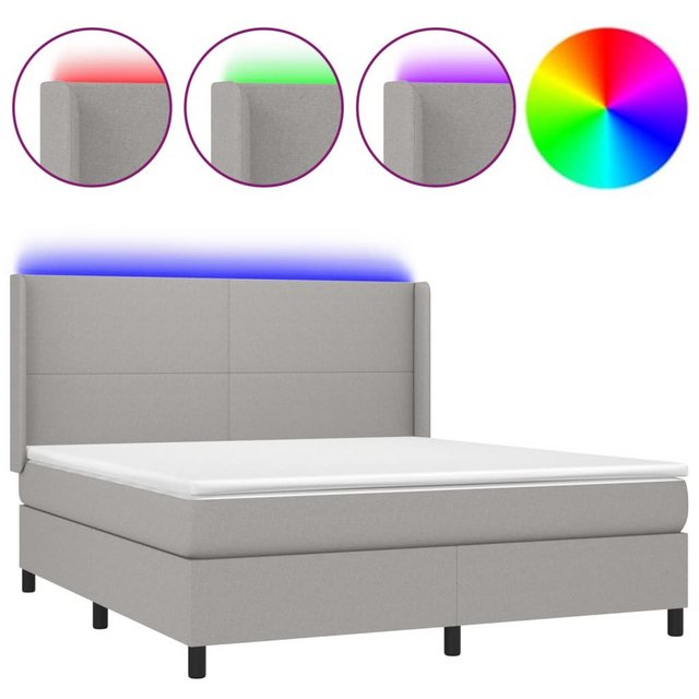 vidaXL Boxspringbett Boxspringbett mit Matratze und LED Stoff (180 x 200 cm günstig online kaufen