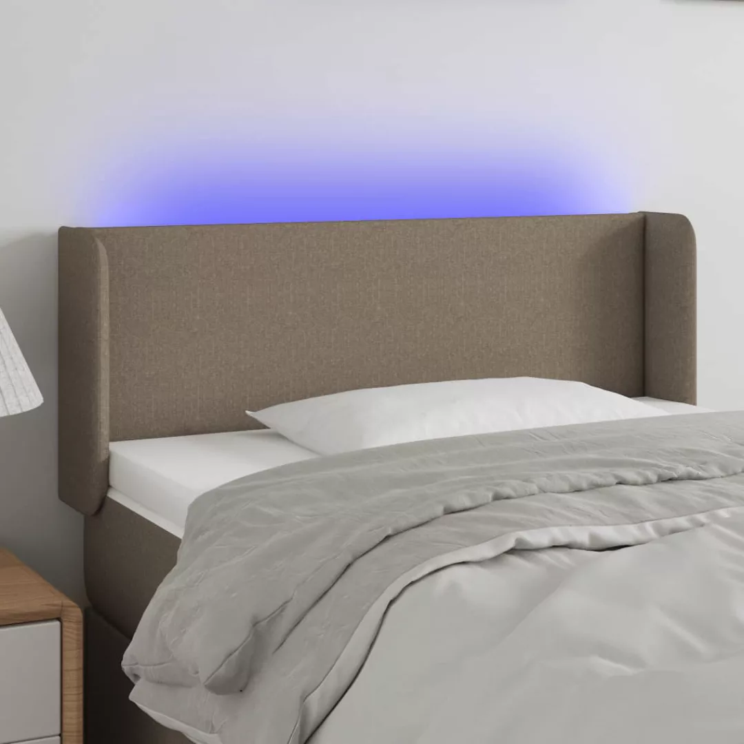 vidaXL Bett, LED Kopfteil Taupe 93x16x78/88 cm Stoff günstig online kaufen