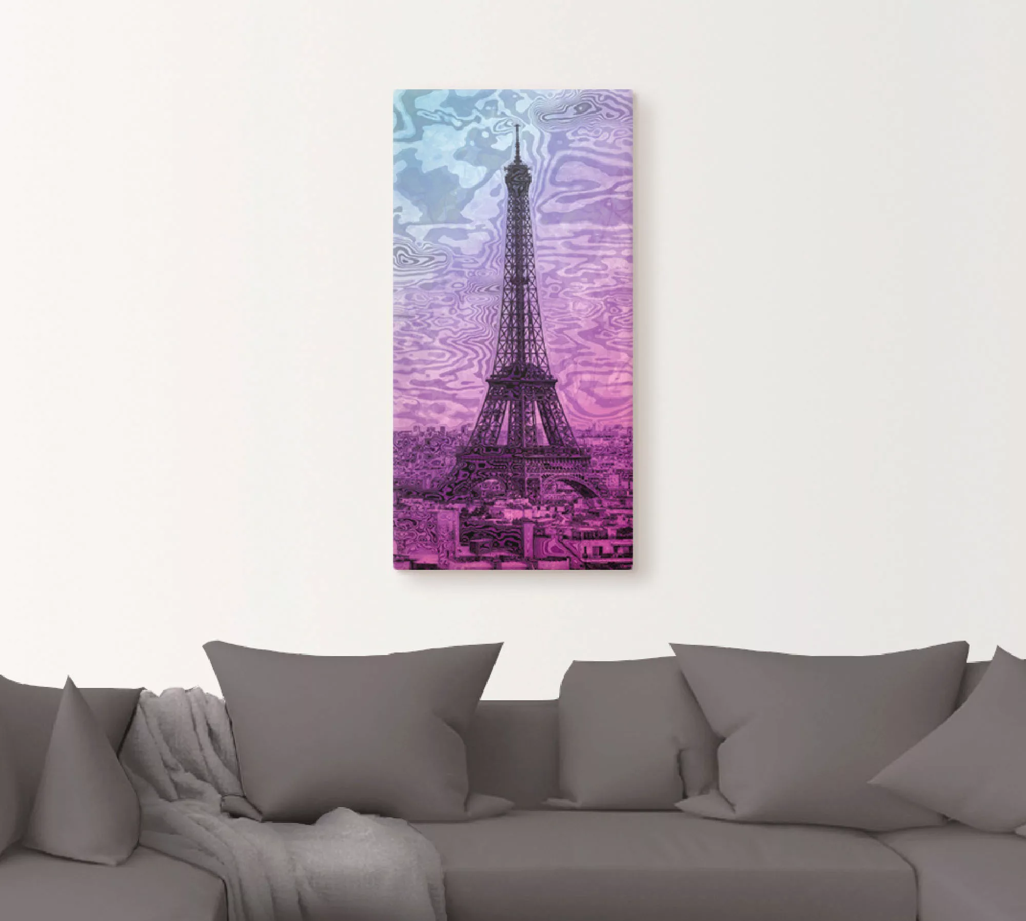 Artland Wandbild "Paris Eiffelturm Lila/Blau", Gebäude, (1 St.), als Alubil günstig online kaufen