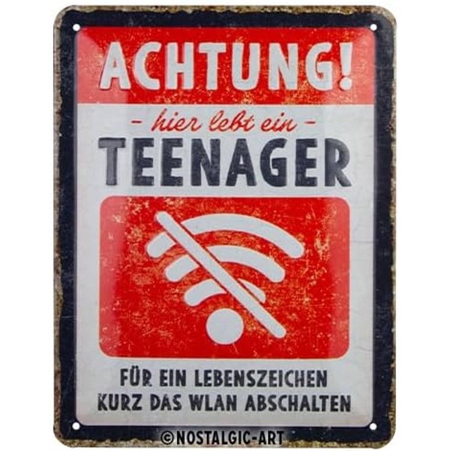 Nostalgic-Art Blechschild 15x20 cm - Achtung Teenager WLAN günstig online kaufen