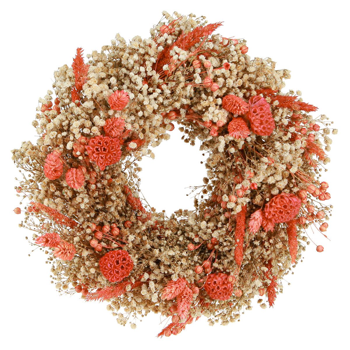 Trockenblume Deko Kranz Trockenblumen Orange Creme günstig online kaufen