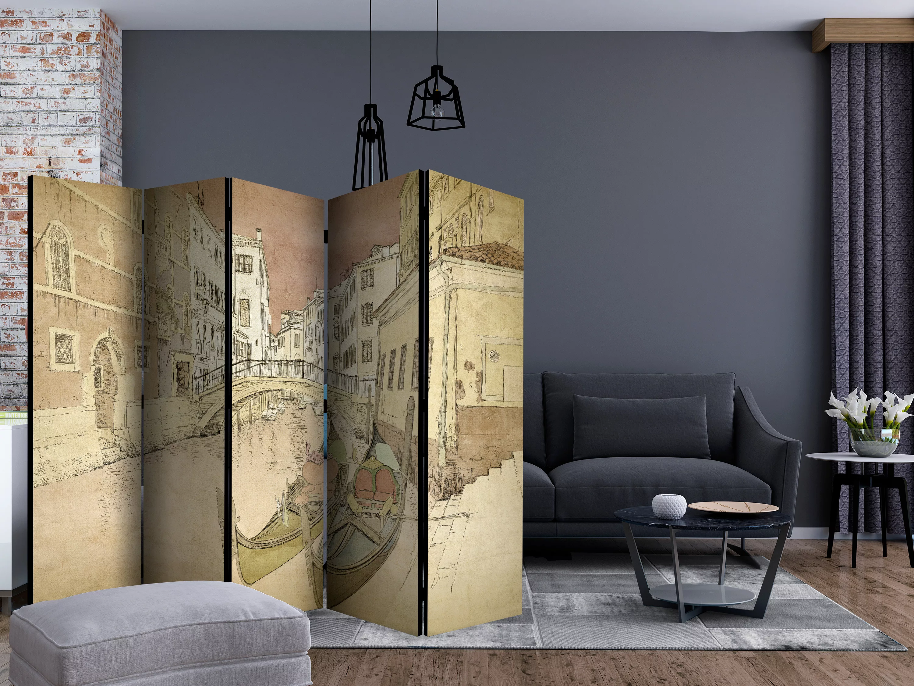 5-teiliges Paravent - Gondolas In Venice Ii [room Dividers] günstig online kaufen