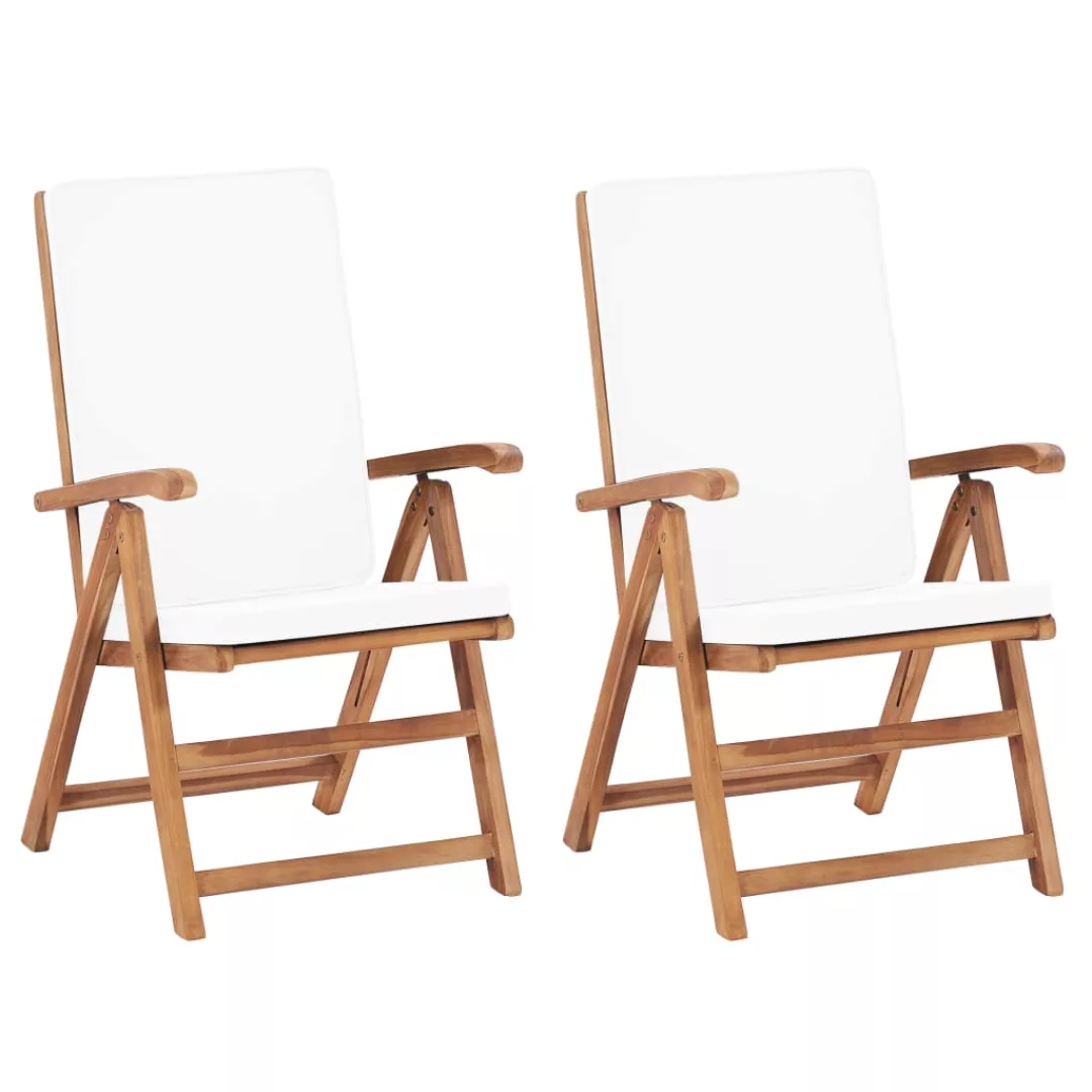 Garten-liegestühle 2 Stk. Mit Auflagen Massivholz Teak günstig online kaufen