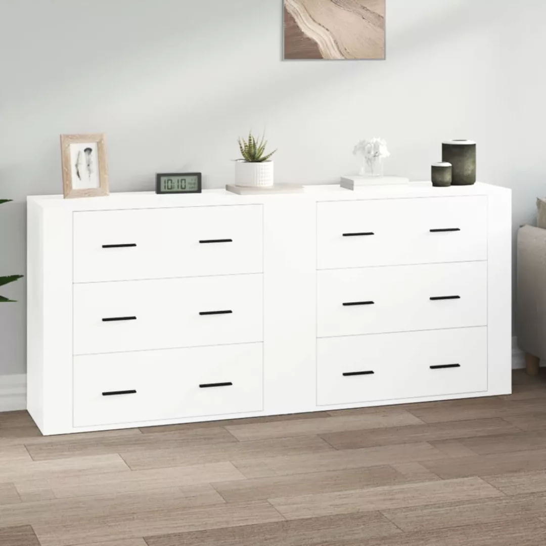 Vidaxl Sideboards 2 Stk. Hochglanz-weiß Holzwerkstoff günstig online kaufen