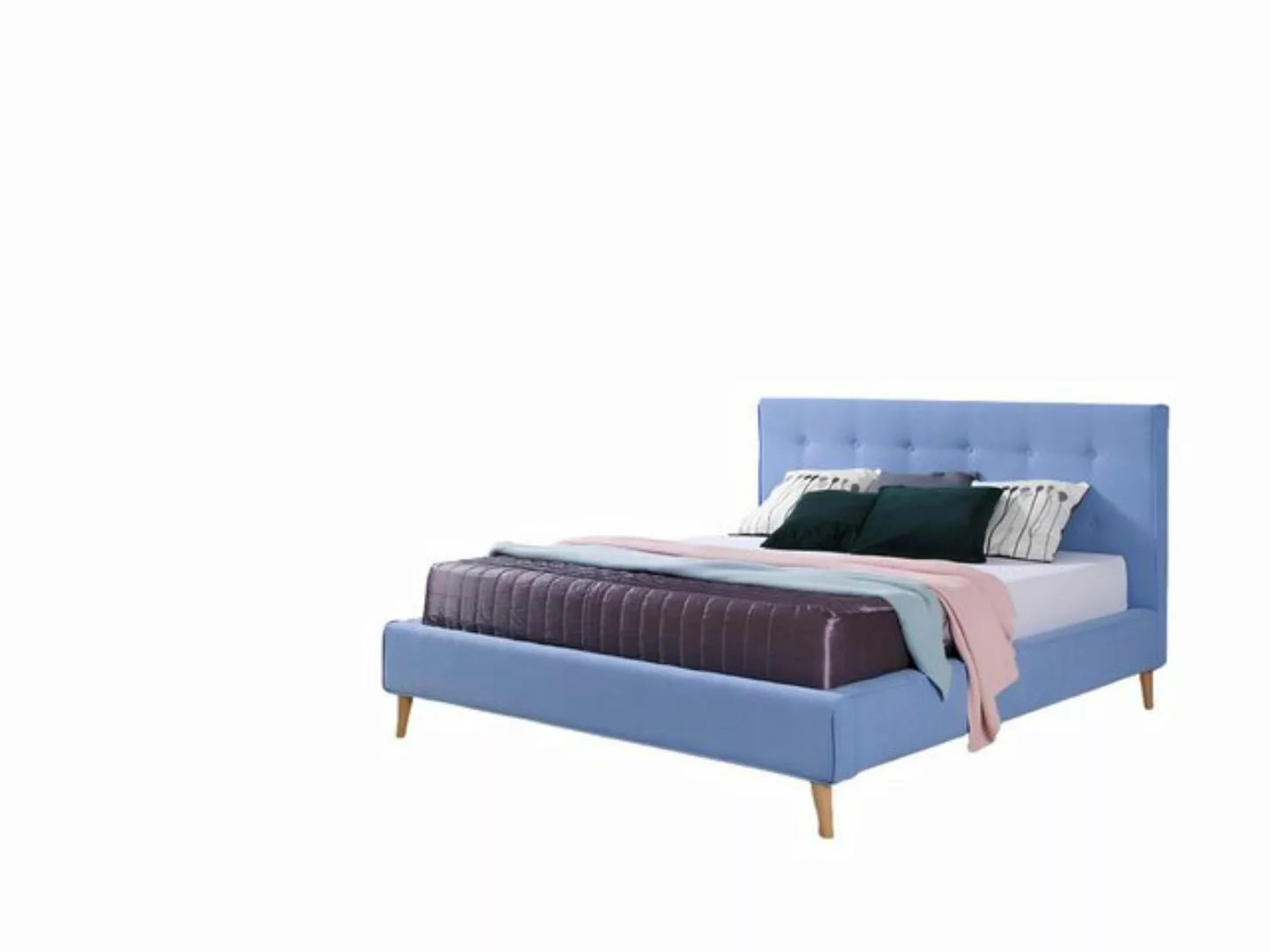 Xlmoebel Bett Luxuriöses blau gestaltetes Schlafzimmerbett "Chesterfield" i günstig online kaufen