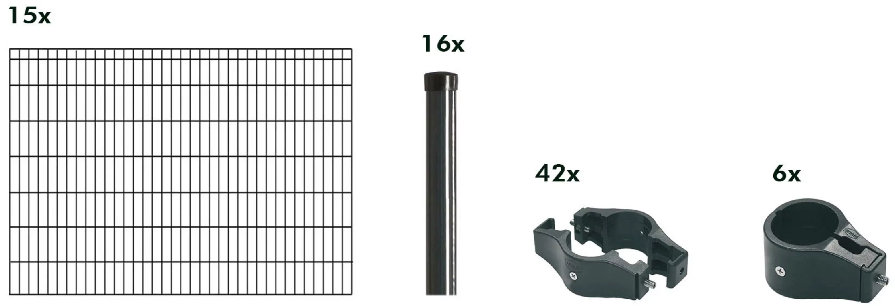 KRAUS Einstabmattenzaun "Dino-Trend-Z42", anthrazit, 140 cm hoch, 15 Elemen günstig online kaufen