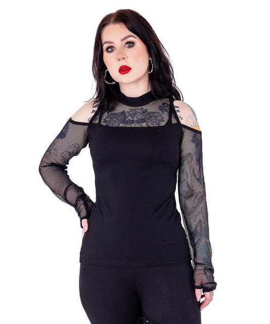 Poizen Industries Shirttop Inez Netzärmel Gothic Netzshirt Punk Net Obertei günstig online kaufen