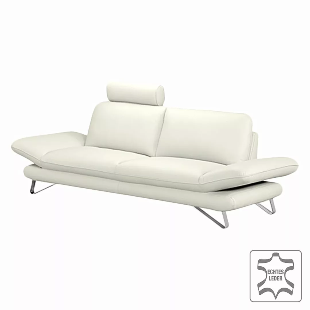 home24 Fredriks Sofa Enzo 2,5-Sitzer Weiß Echtleder 215x83x95 cm (BxHxT) Mo günstig online kaufen