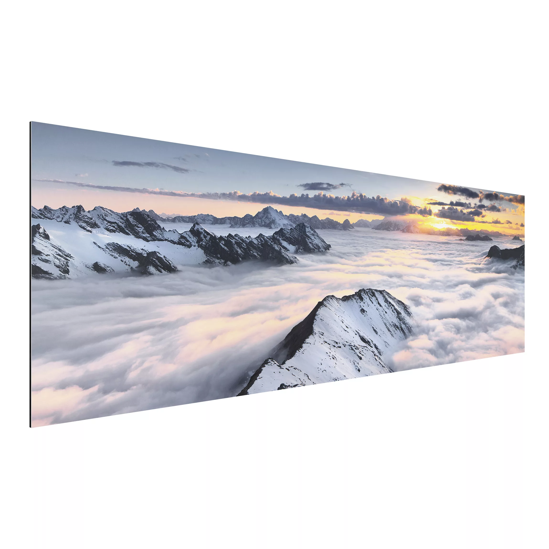 Alu-Dibond Bild Natur & Landschaft - Panorama Blick über Wolken und Berge günstig online kaufen