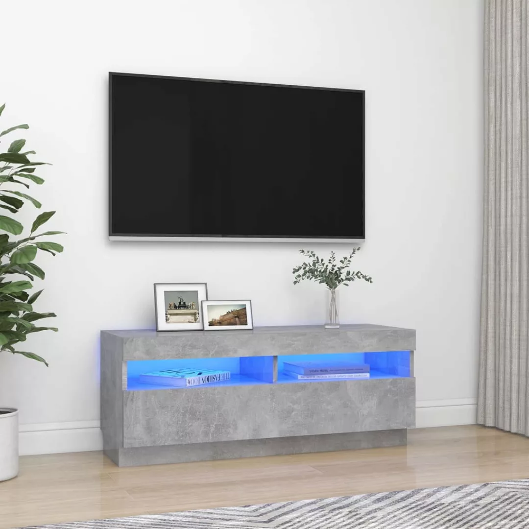 vidaXL TV-Schrank TV-Schrank mit LED-Leuchten Betongrau 100x35x40 cm Lowboa günstig online kaufen