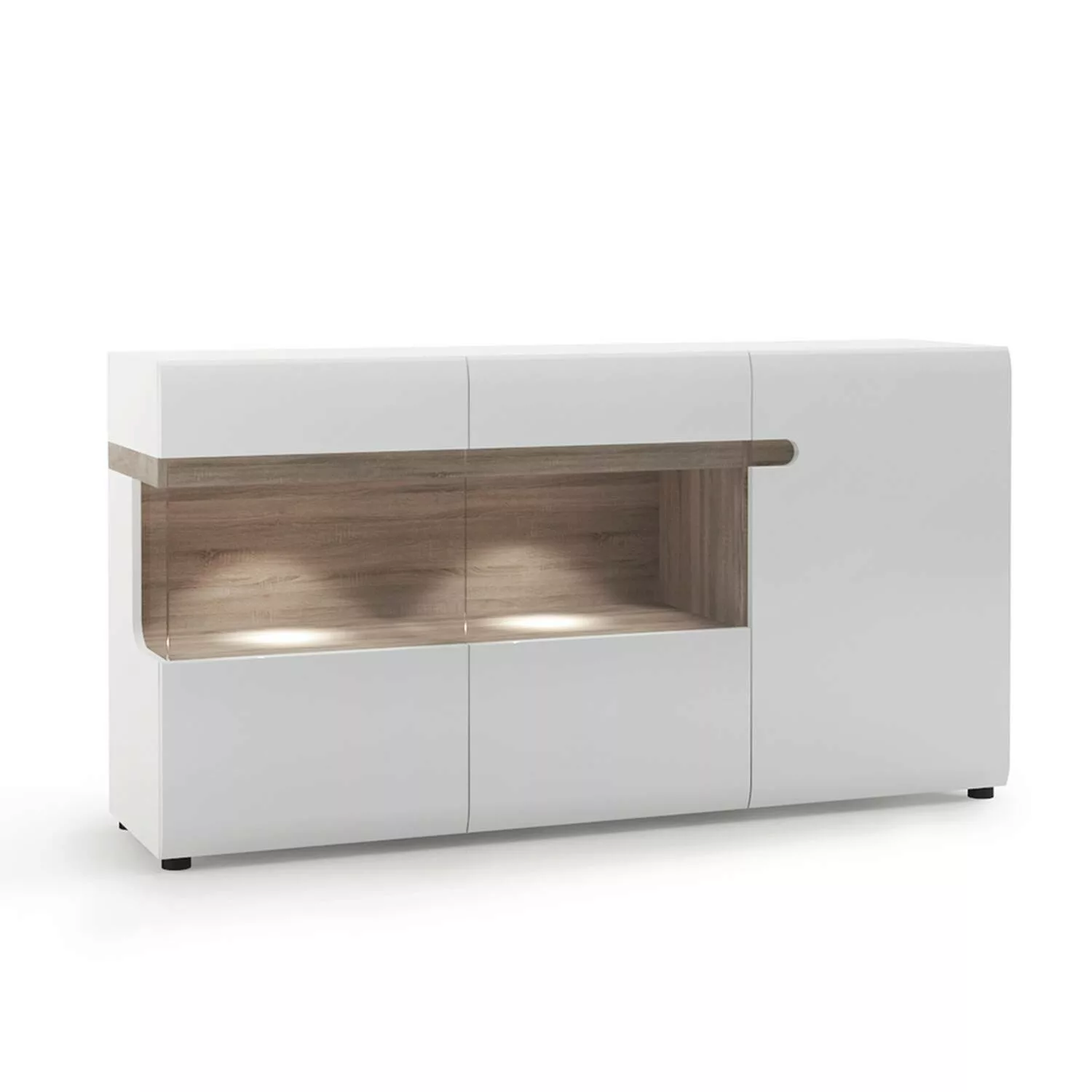 Sideboard mit Glasrahmentüren, 164cm breit, LEGNICA-129 in weiß Hochglanz m günstig online kaufen