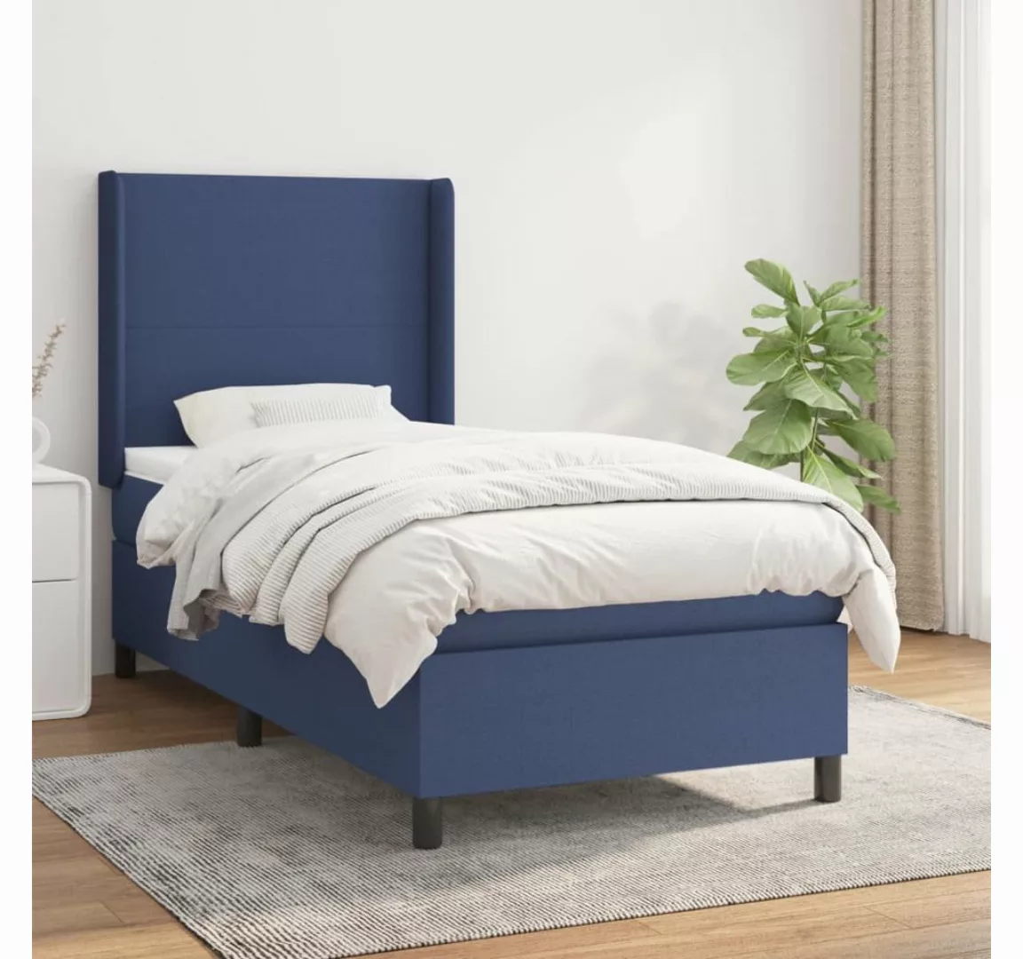 vidaXL Boxspringbett Boxspringbett mit Matratze Blau 90x190 cm Stoff Bett B günstig online kaufen