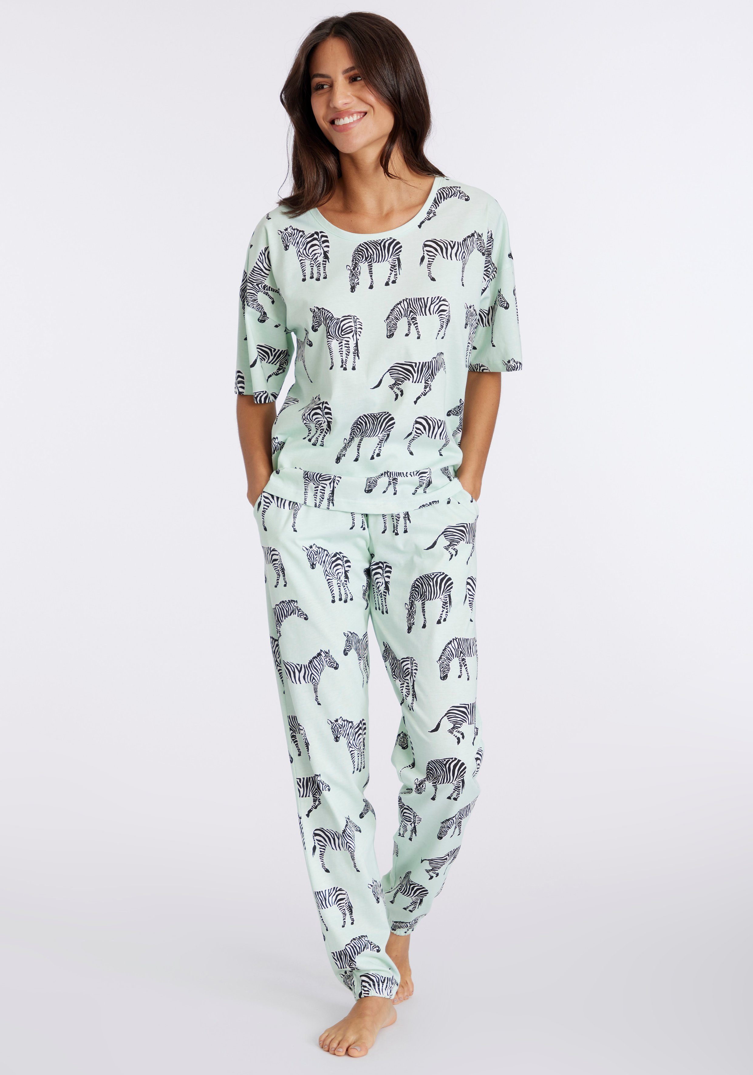 Vivance Dreams Pyjama, (2 tlg.), mt Animal Alloverprint günstig online kaufen