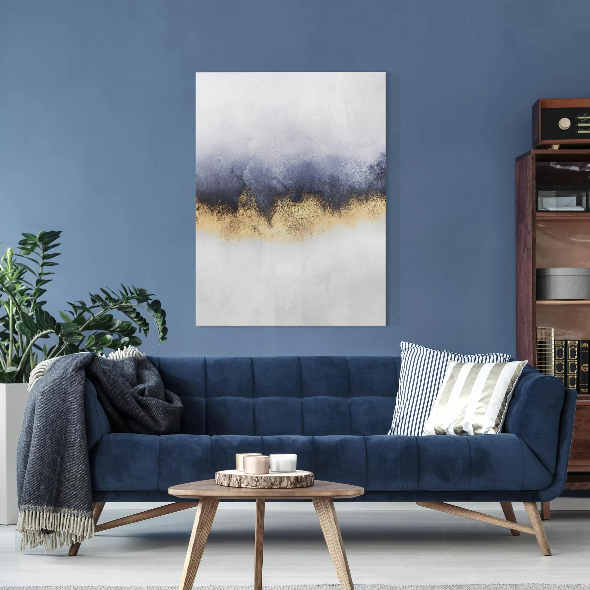 Leinwandbild - Hochformat Wolkenhimmel mit Gold günstig online kaufen