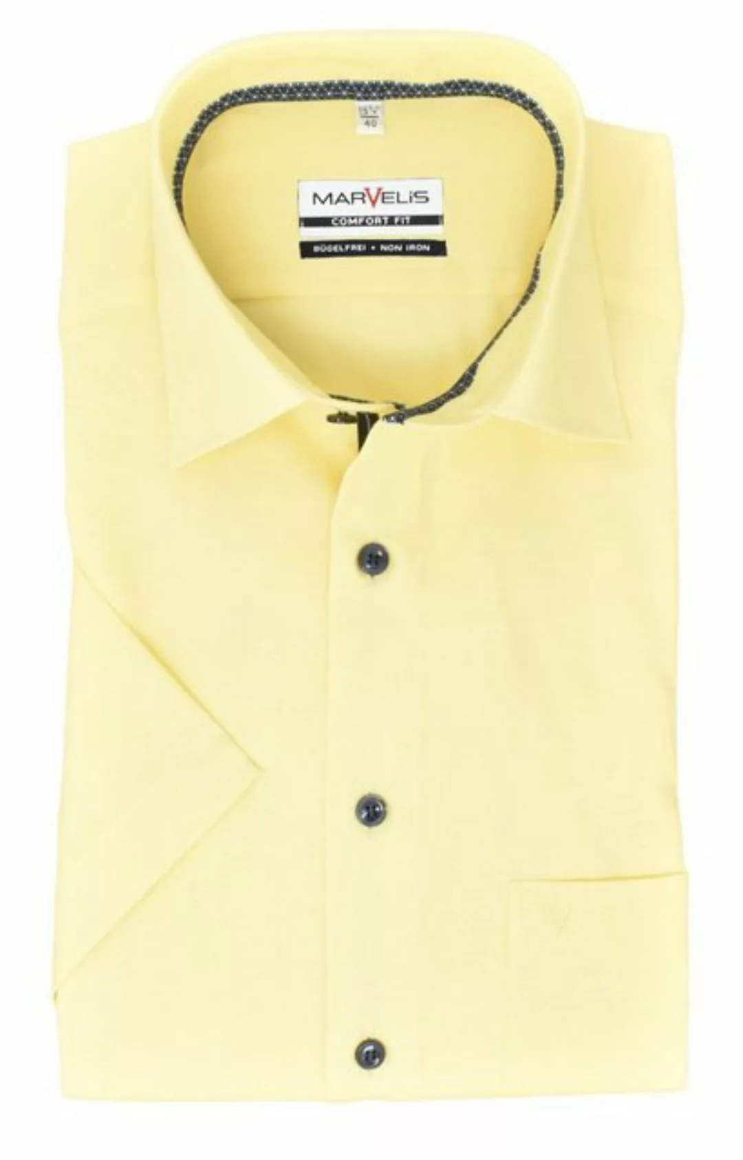 MARVELIS Kurzarmhemd Kurzarmhemd - Comfort Fit - Einfarbig - Gelb günstig online kaufen