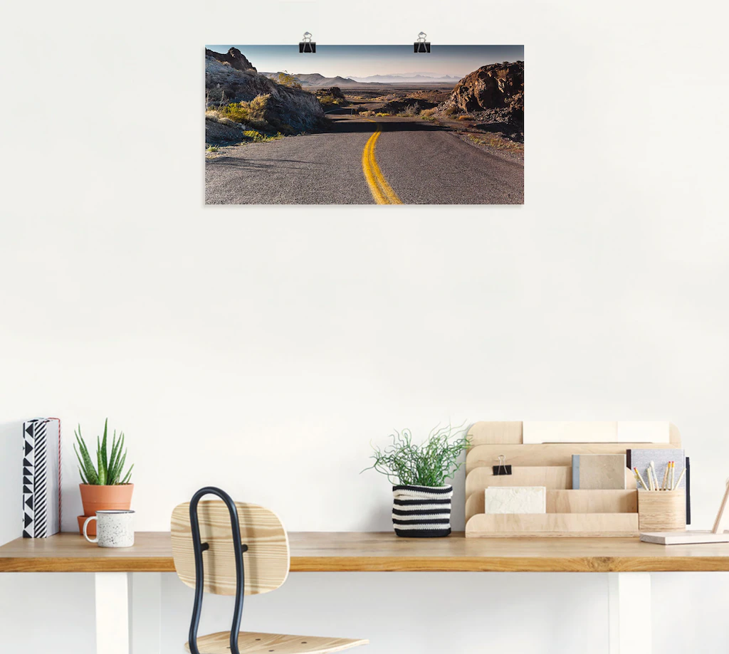 Artland Poster »Historische Route 66«, Wüste, (1 St.), als Alubild, Leinwan günstig online kaufen