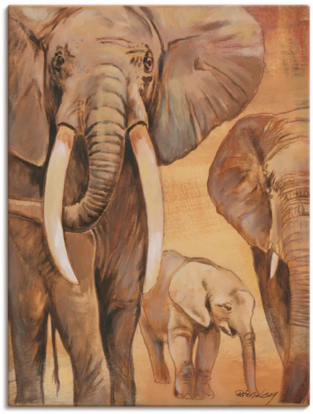 Artland Leinwandbild »Elefanten I«, Wildtiere, (1 St.), auf Keilrahmen gesp günstig online kaufen
