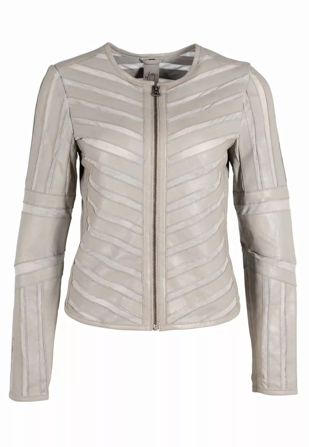 Gipsy Damen Lederjacke GGSuri in silver grey mit Mesh-Einsätzen günstig online kaufen