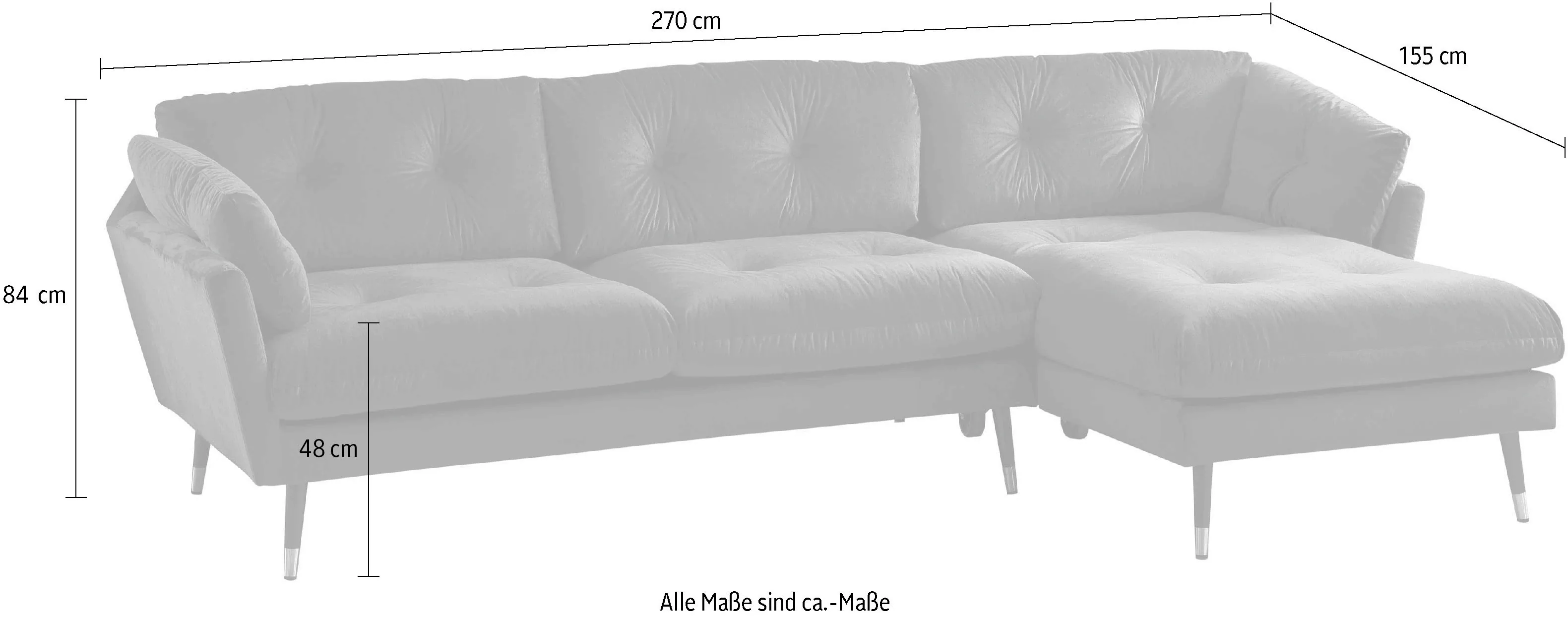 Trends by HG Ecksofa "Japan L-Form", mit Fuß in Holz-Metallkombination, Rec günstig online kaufen