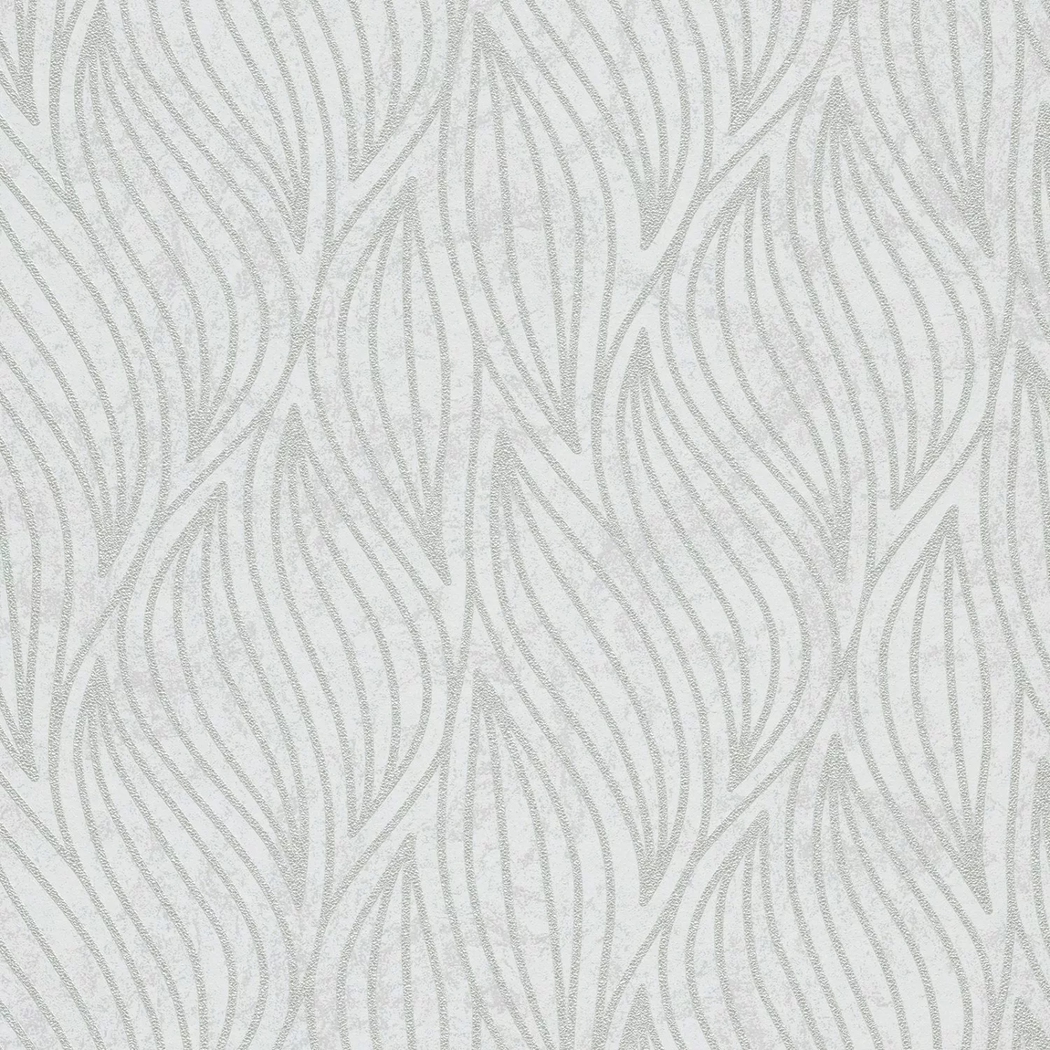 Bricoflor Blatte Tapete Grau Silber Mustertapete mit Blätter Design in Weiß günstig online kaufen