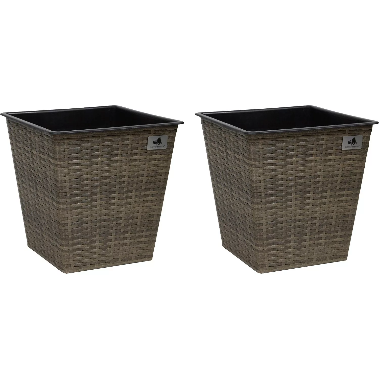 Gartenfreude Pflanzkübel 2er Set Polyrattan Pflanztöpfe creme/braun günstig online kaufen