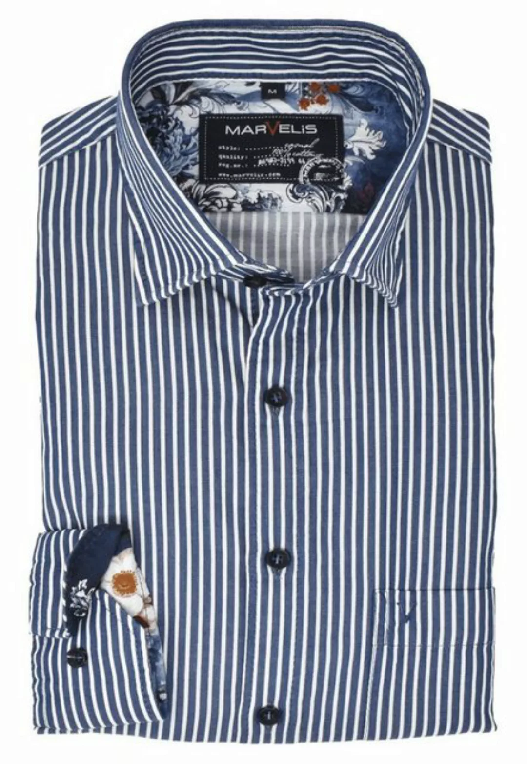 MARVELIS Streifenhemd Hemd - Casual Fit - Under Button Down Kragen - Gestre günstig online kaufen