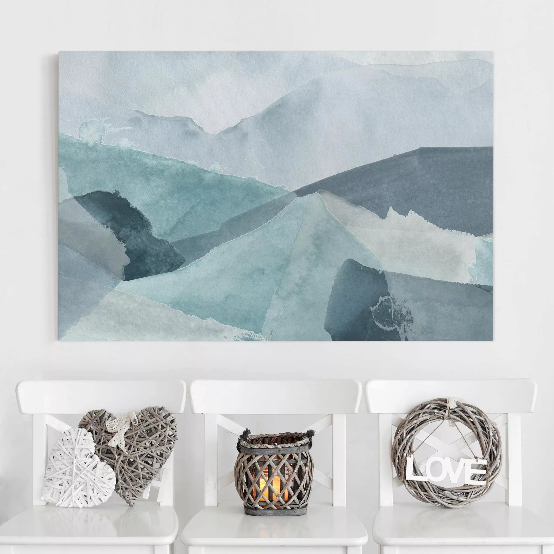 Leinwandbild Abstrakt - Querformat Wogen in Blau III günstig online kaufen