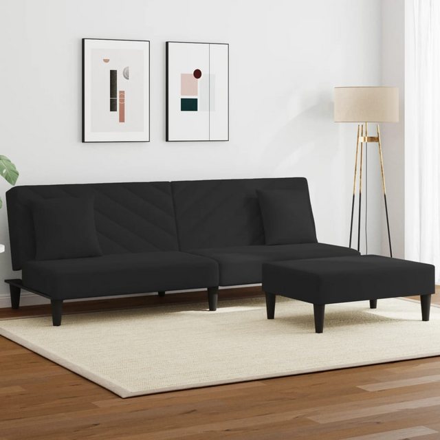 vidaXL Sofa 2-tlg. Sofagarnitur mit Kissen Schwarz Samt günstig online kaufen