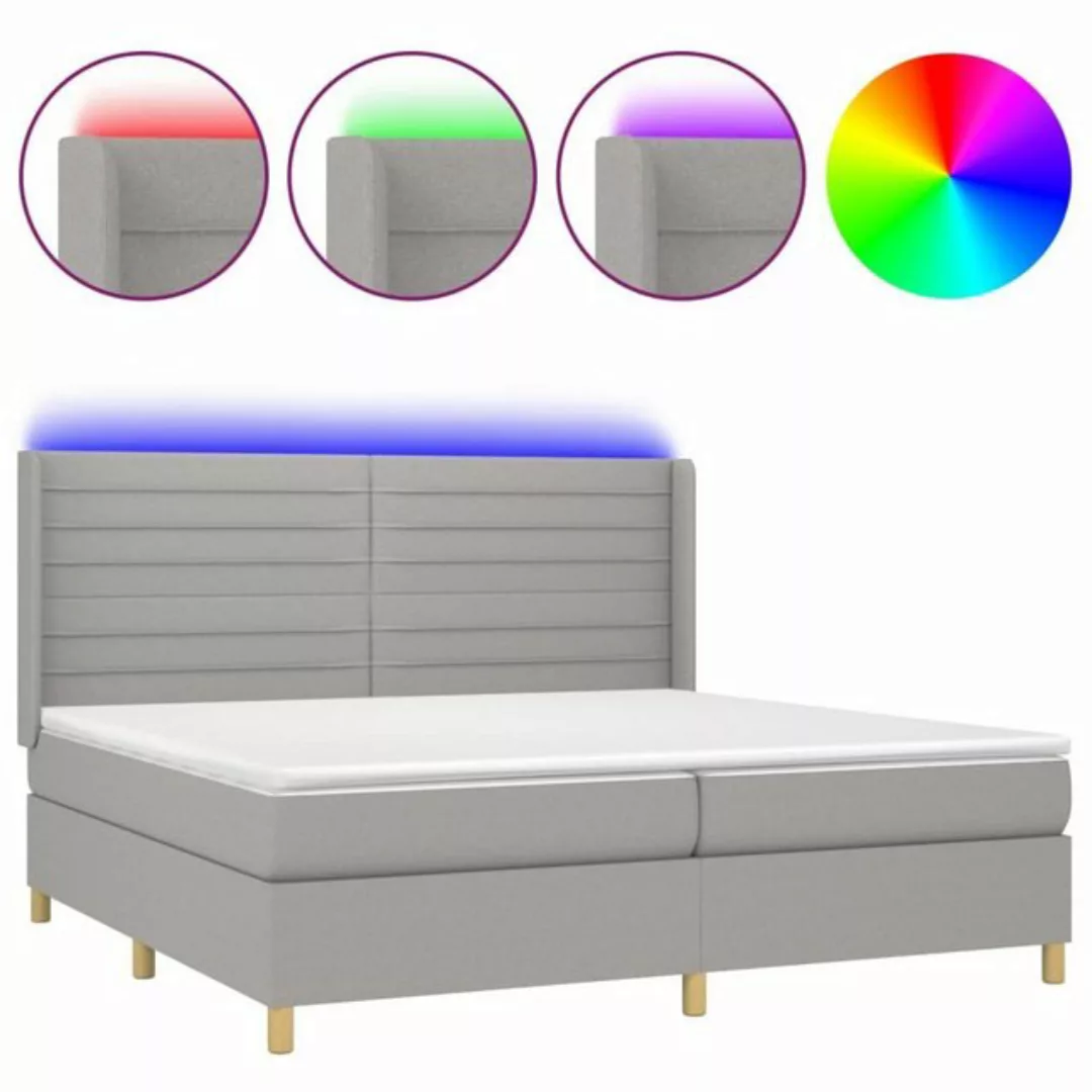 vidaXL Boxspringbett Boxspringbett mit Matratze LED Hellgrau 200x200 cm Sto günstig online kaufen