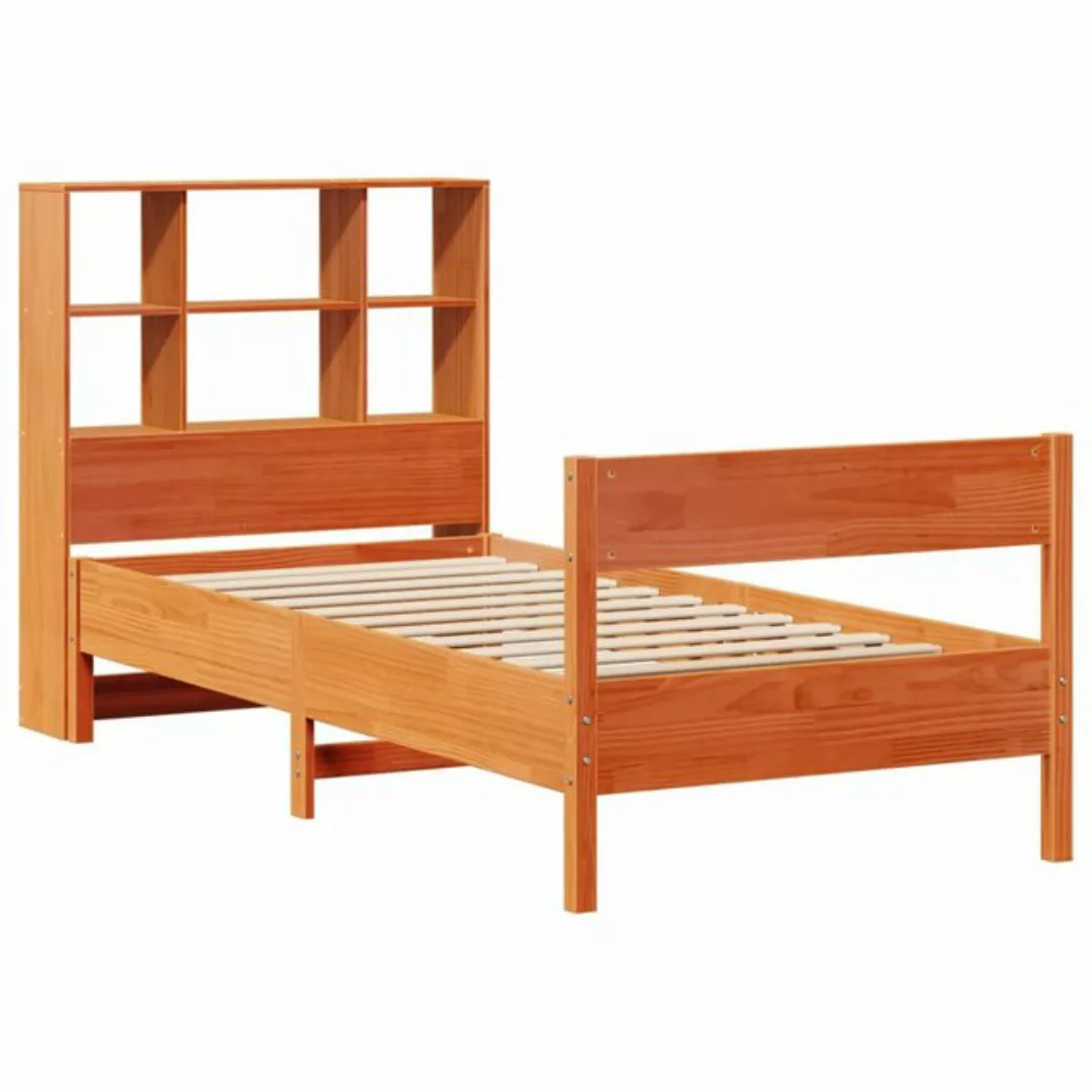 vidaXL Bett, Massivholzbett mit Regal ohne Matratze Wachsbraun 75x190 cm günstig online kaufen