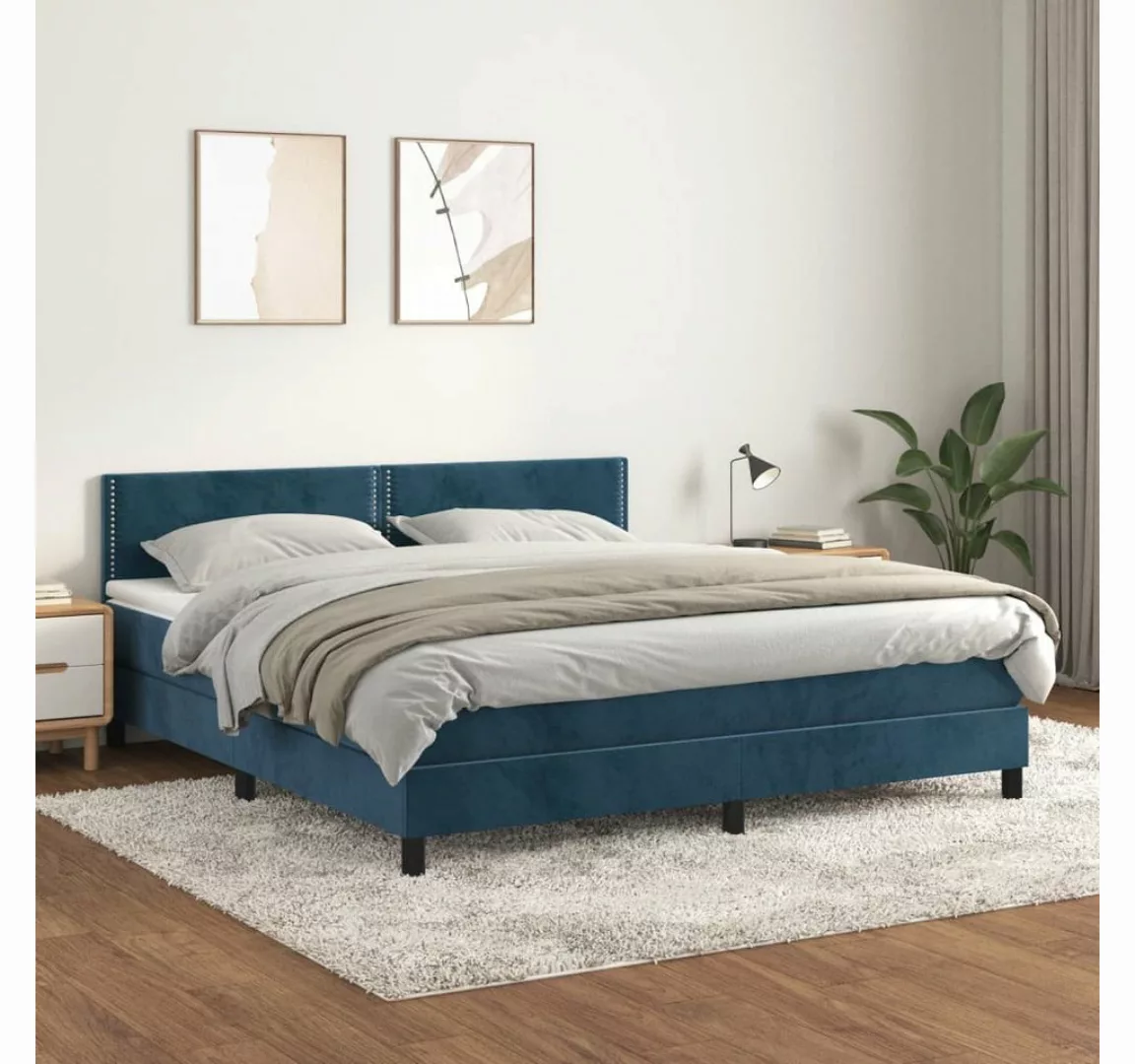 vidaXL Boxspringbett Bett Boxspringbett mit Matratze Samt (180 x 200 cm, Bl günstig online kaufen