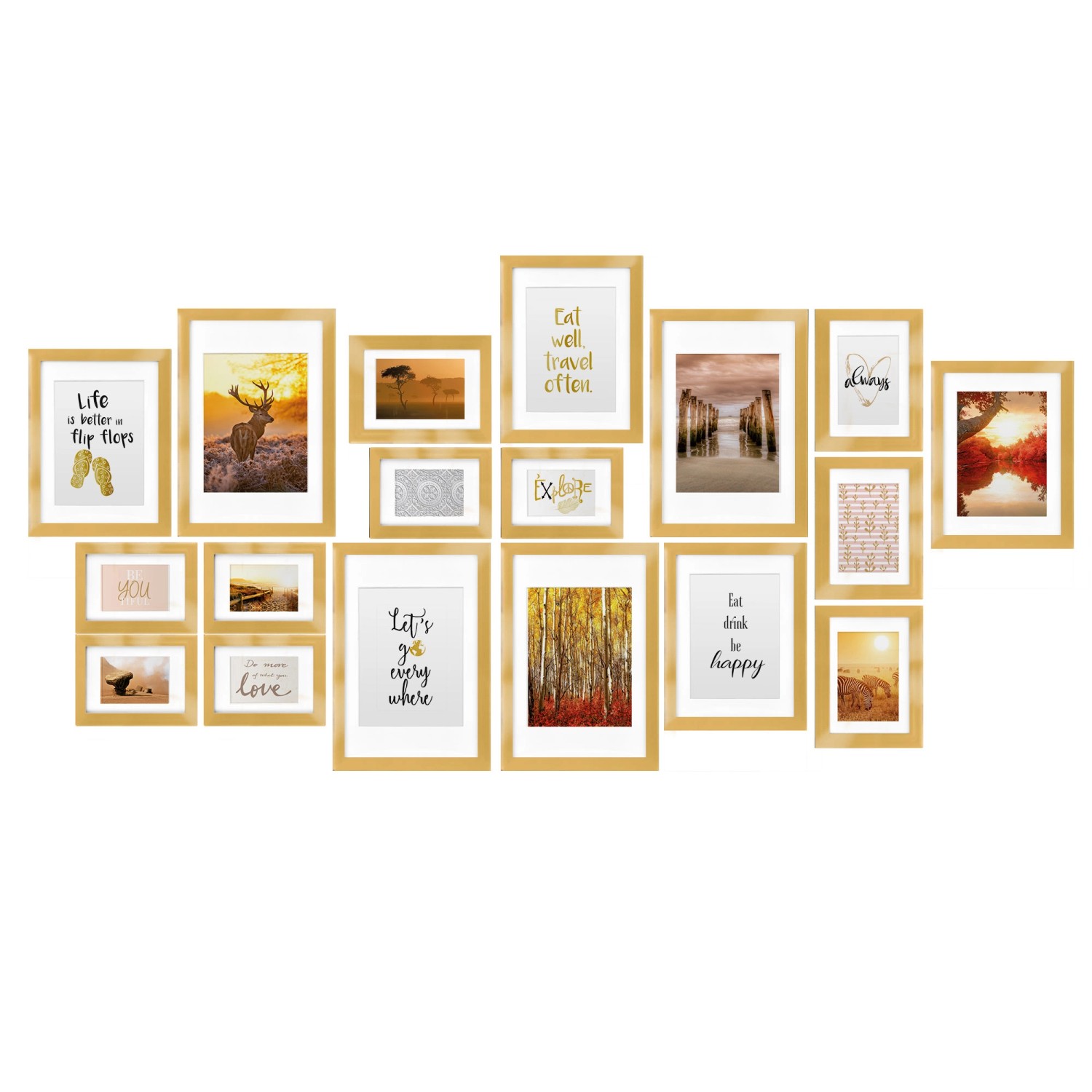 Bomoe Passion Bilderrahmen MDF Gold 18tlg günstig online kaufen