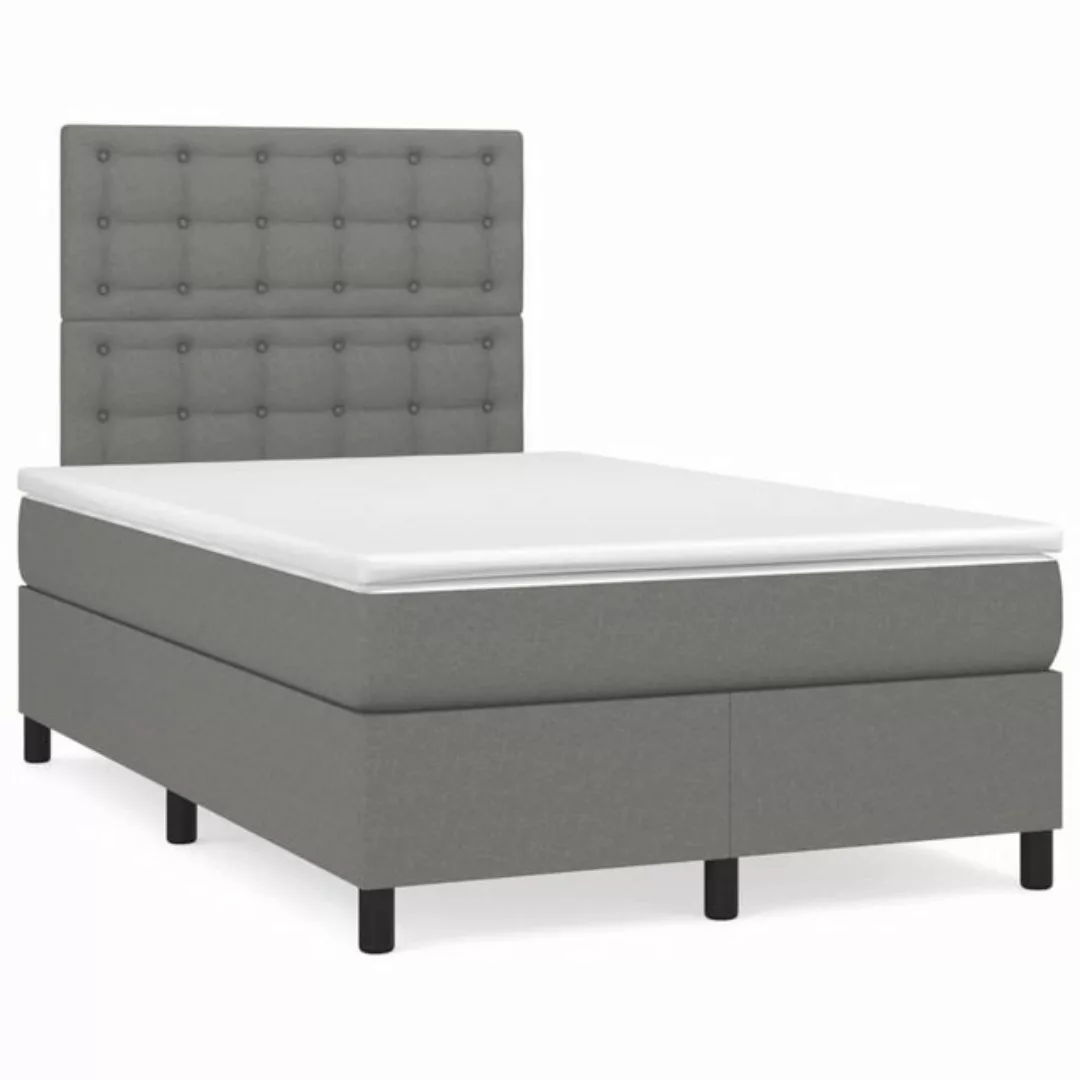 vidaXL Boxspringbett Boxspringbett mit Matratze Dunkelgrau 120x200 cm Stoff günstig online kaufen