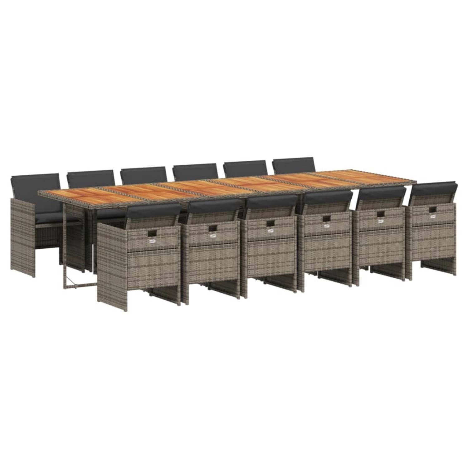 vidaXL 13-Tlg Garten-Essgruppe mit Kissen Grau Poly Rattan 3210590 günstig online kaufen