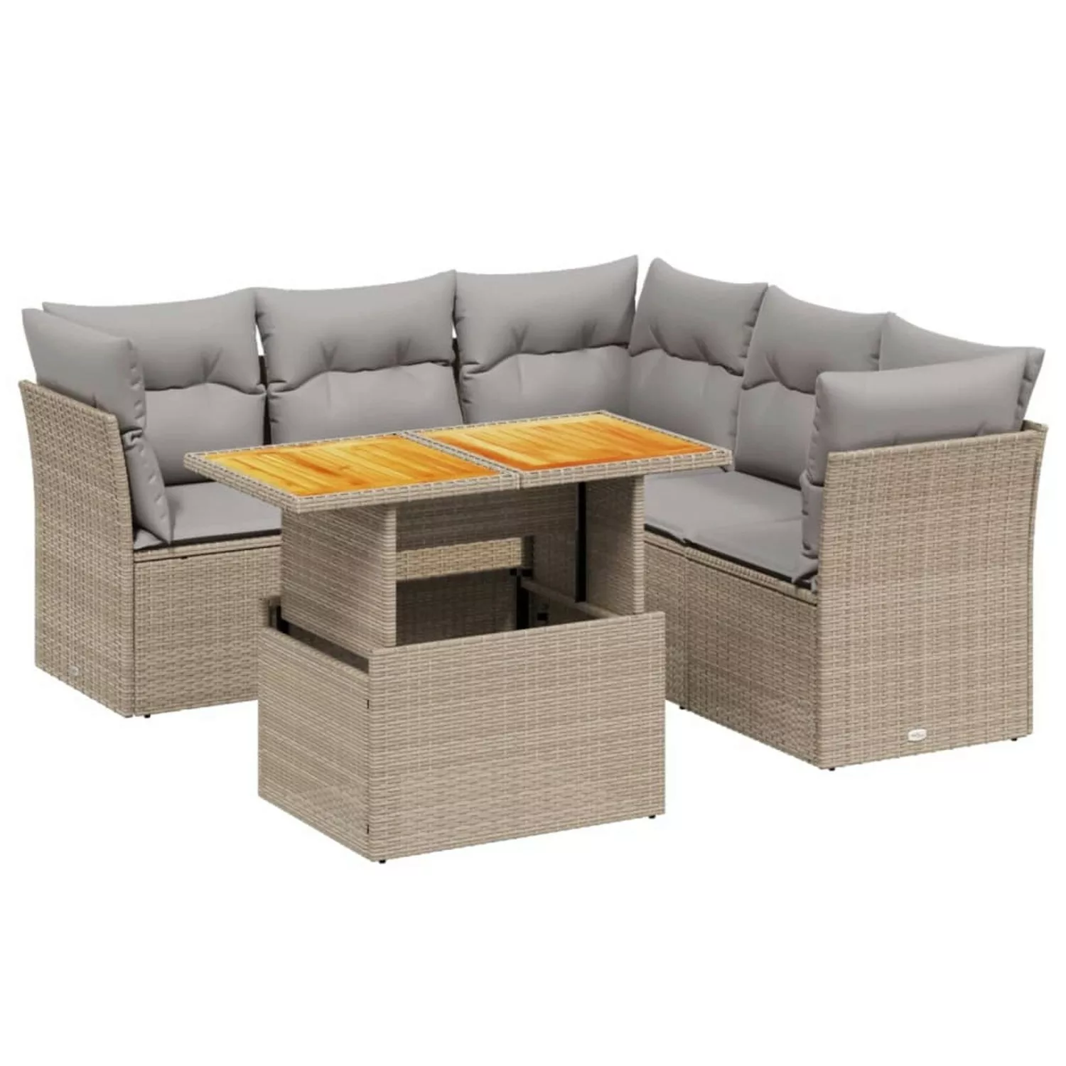 vidaXL 5-tlg Garten-Sofagarnitur mit Kissen Beige Poly Rattan Modell 227 günstig online kaufen