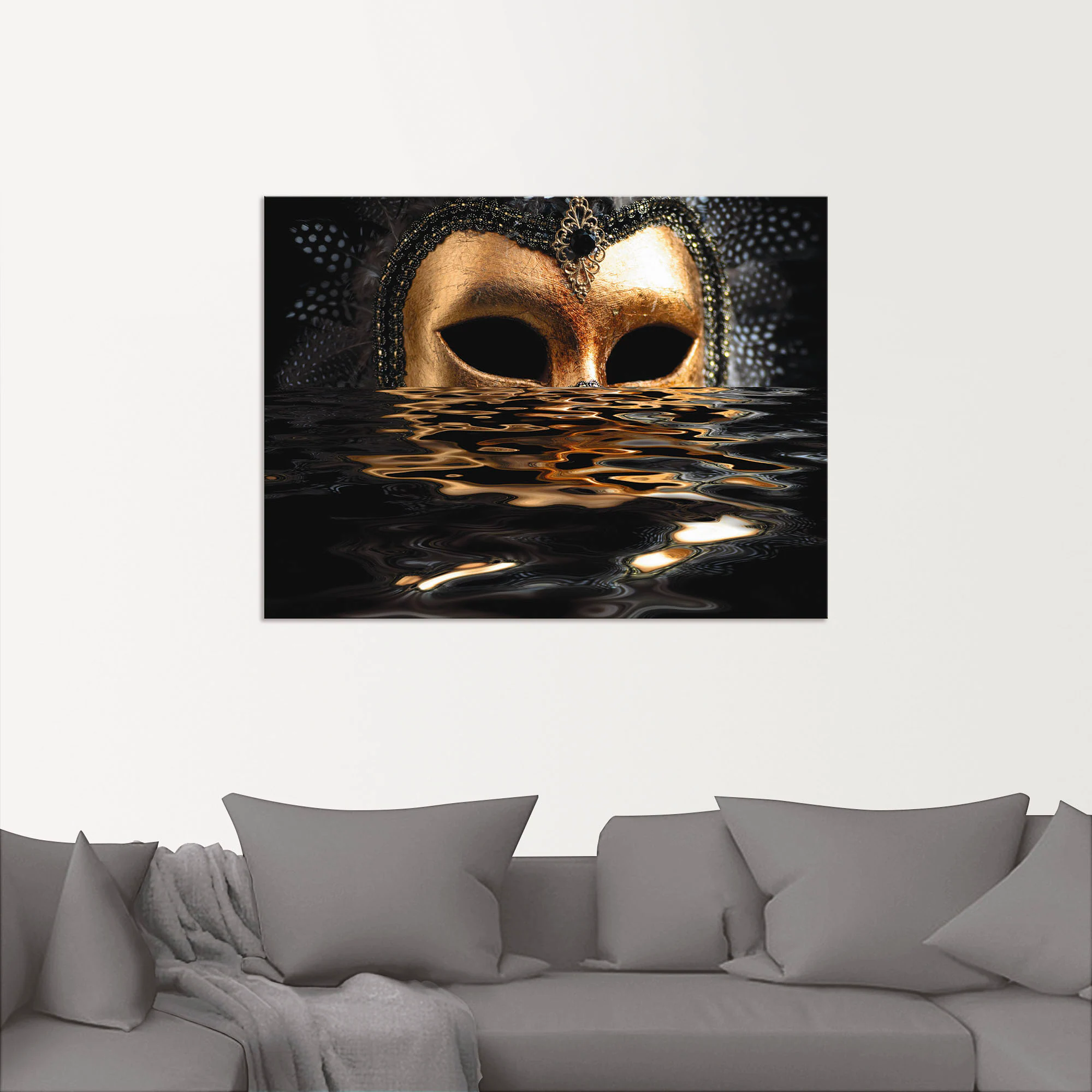 Artland Wandbild "Venezianische Maske mit Blattgold", Karneval, (1 St.), al günstig online kaufen