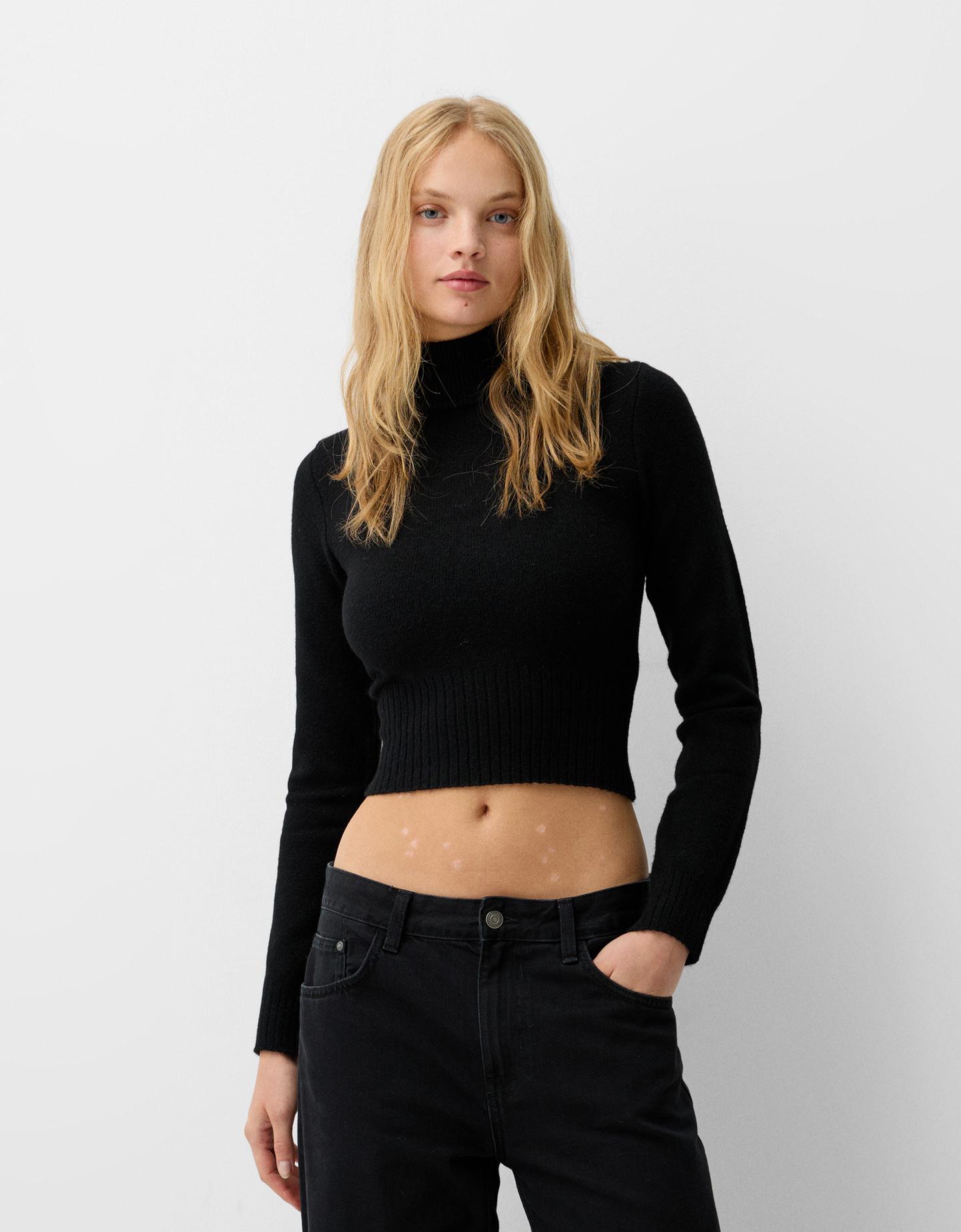 Bershka Pullover Mit Hohem Kragen Damen Xs Schwarz günstig online kaufen