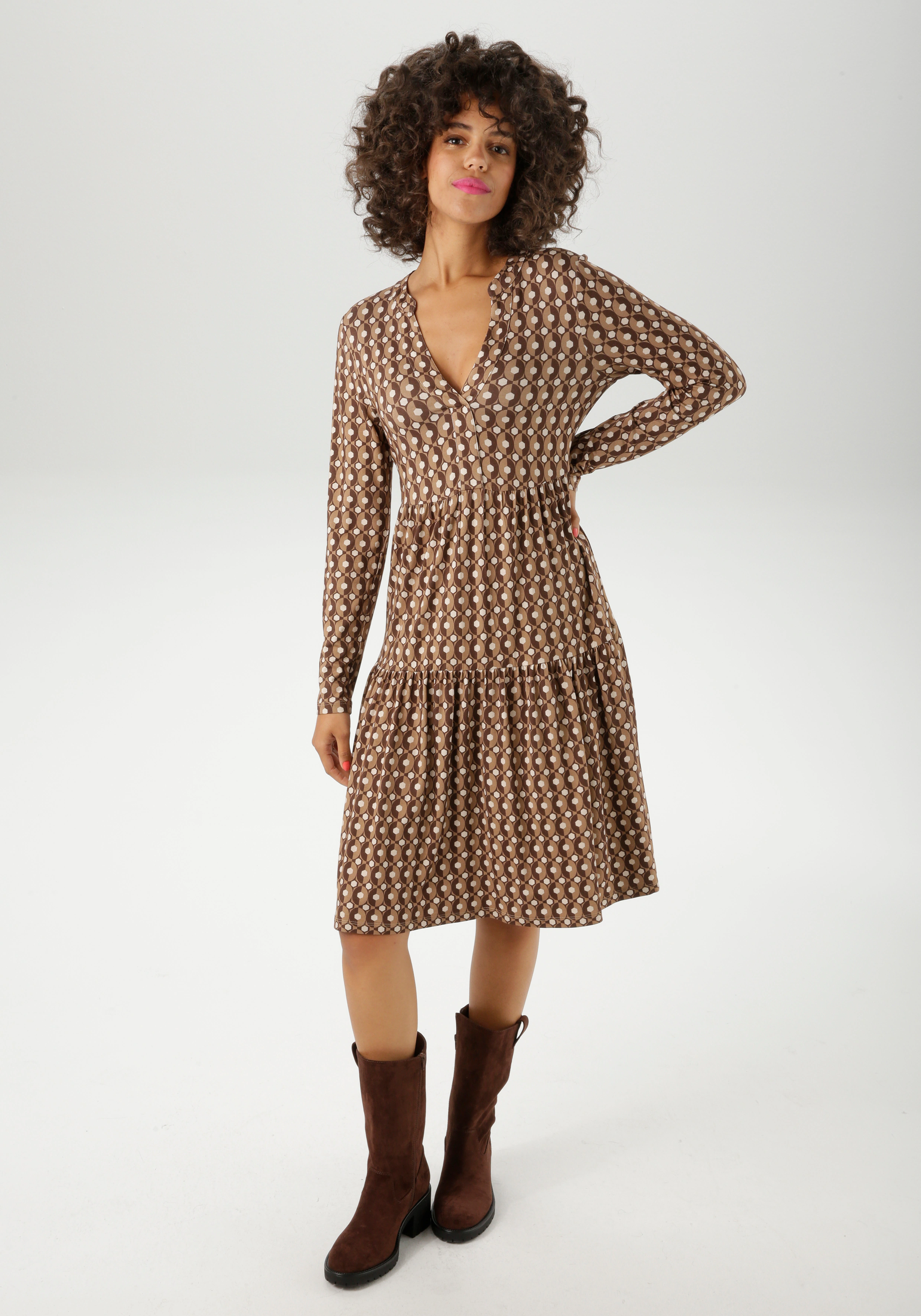 Aniston CASUAL Jerseykleid, mit farbharmonischem Retro-Muster - NEUE KOLLEK günstig online kaufen