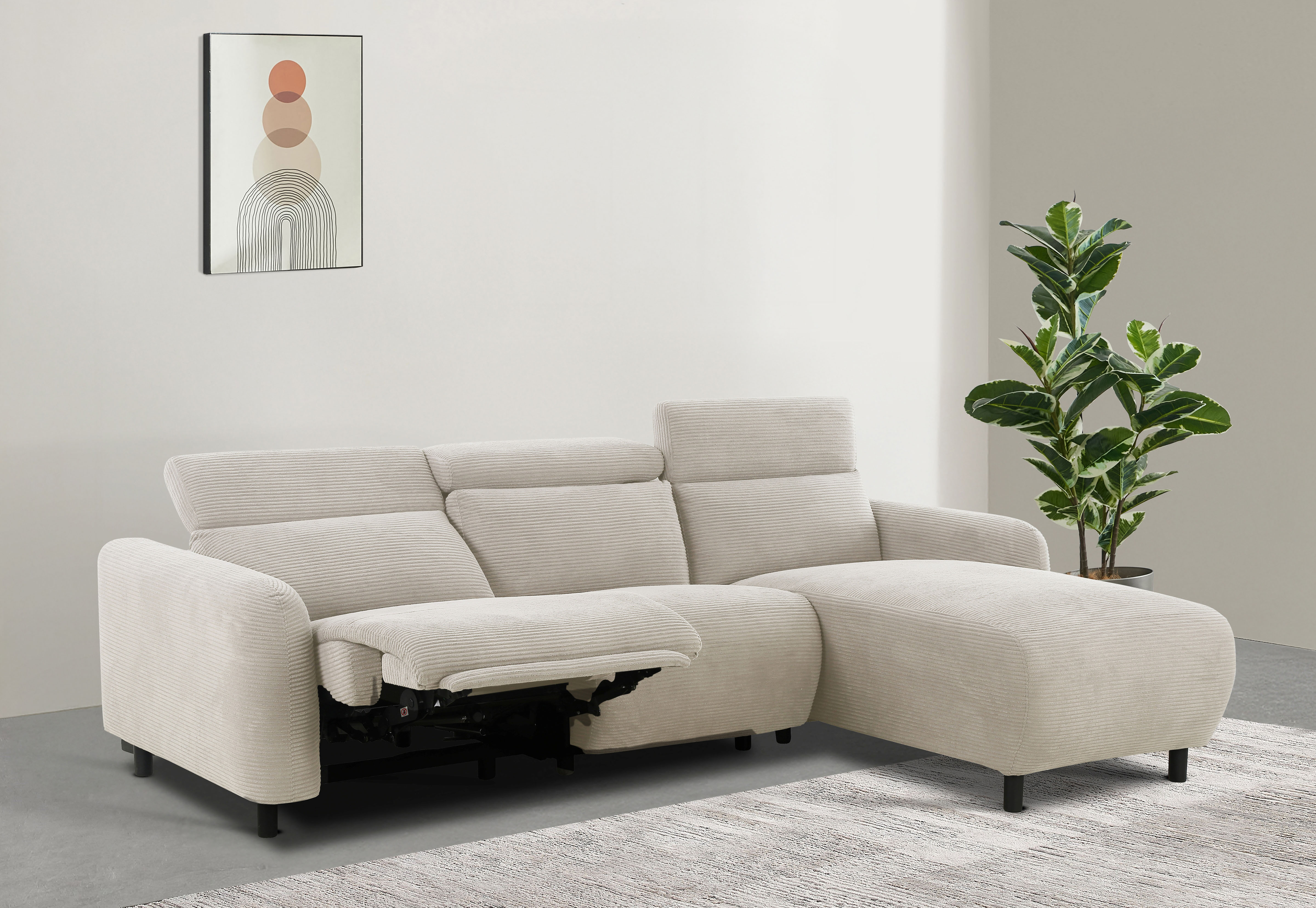 Home affaire Ecksofa "SKAANE in Cord, L-Form, 274 cm, manuelle u. elektrisc günstig online kaufen