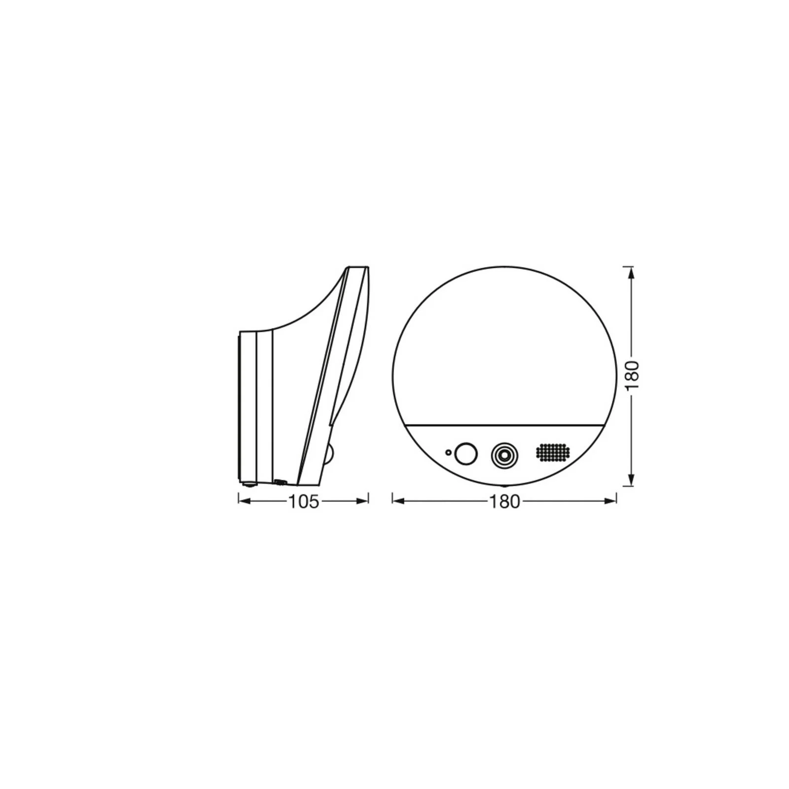 OSRAM SMART+ WiFi Außenwandlampe ROUND, Kamera, Sensor, grau günstig online kaufen