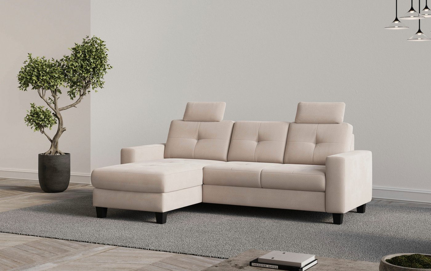 Places of Style Ecksofa "Varese L-Form", Kreuznaht in beige günstig online kaufen