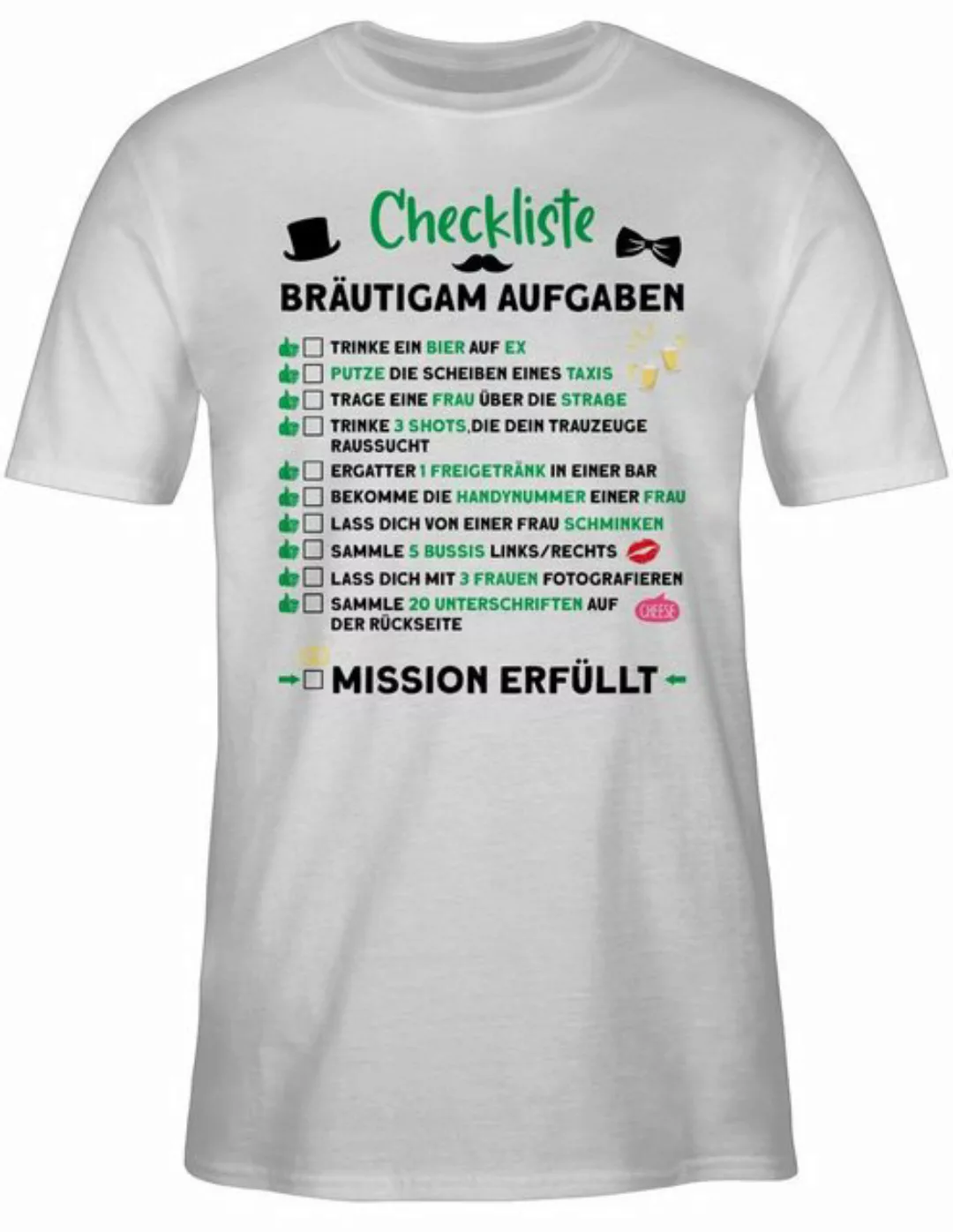 Shirtracer T-Shirt Checkliste Bräutigam Aufgaben JGA JGA Männer günstig online kaufen