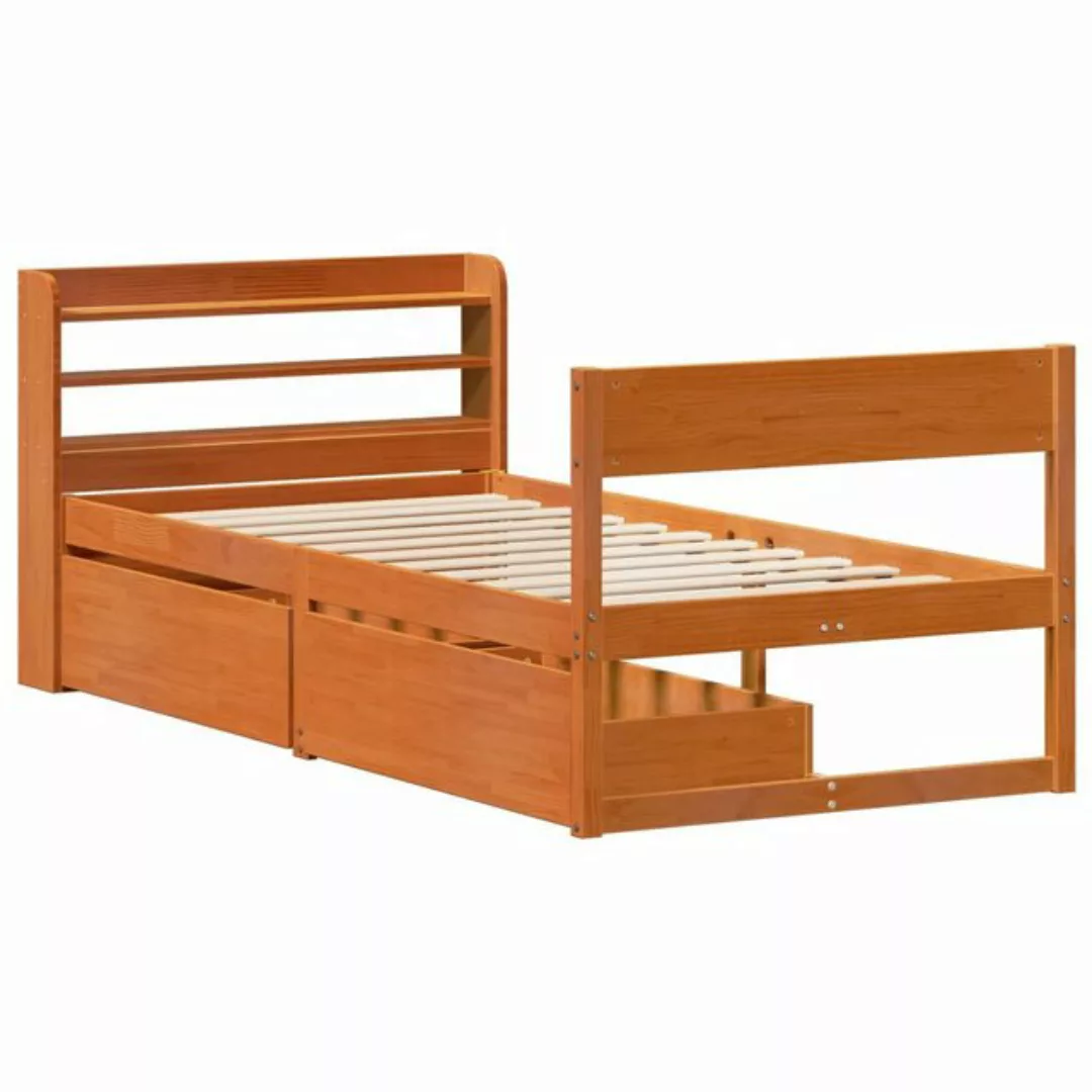 vidaXL Bett Massivholzbett ohne Matratze Wachsbraun 75x190 cm Kiefernholz günstig online kaufen