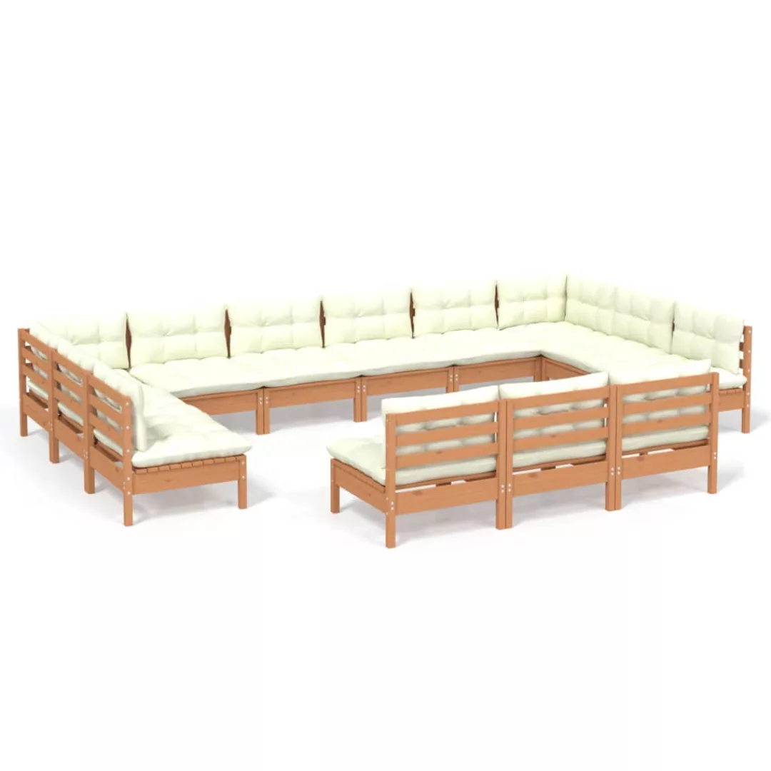 13-tlg. Garten-lounge-set Mit Kissen Honigbraun Kiefernholz günstig online kaufen