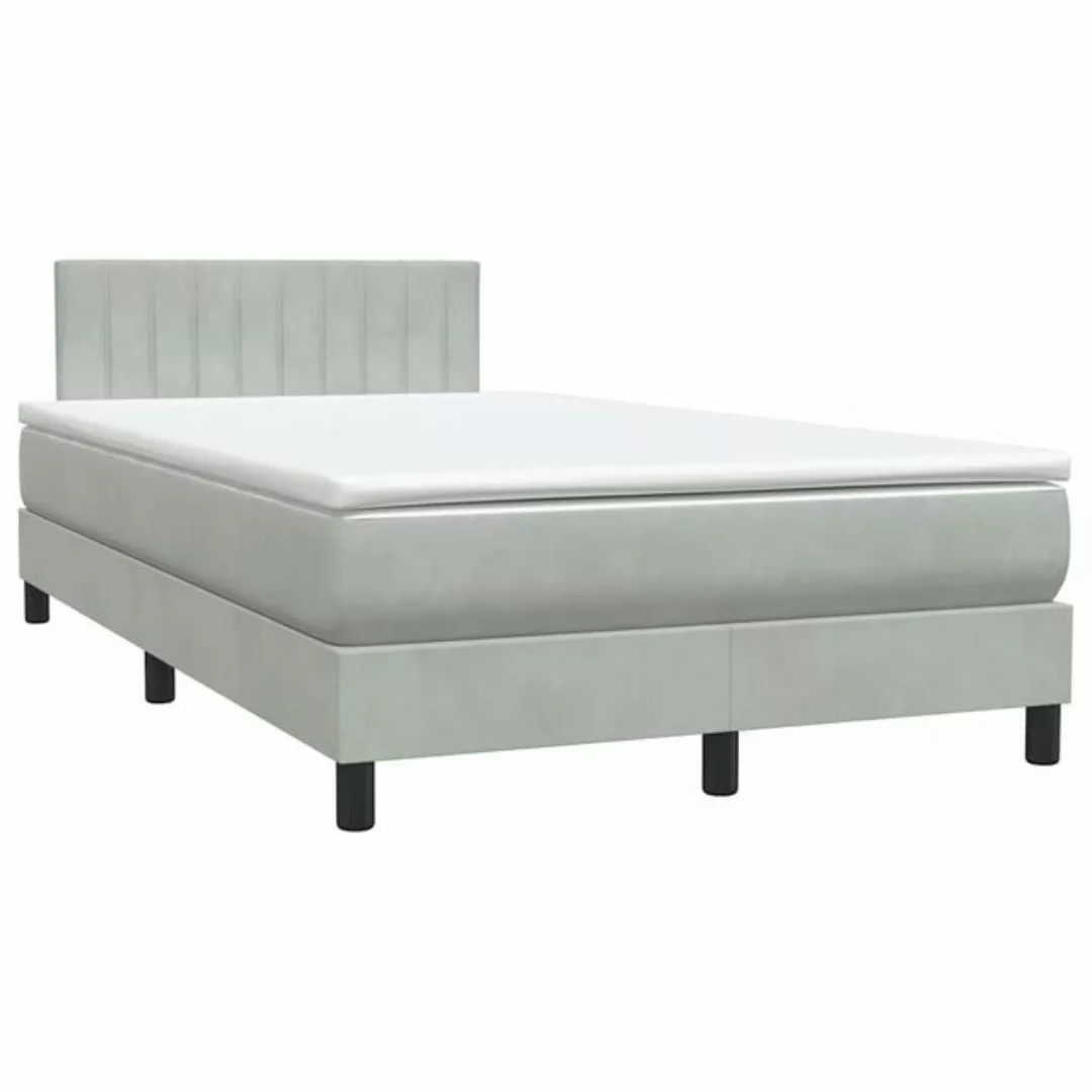 vidaXL Bett Boxspringbett mit Matratze Hellgrau 120x220 cm Samt günstig online kaufen