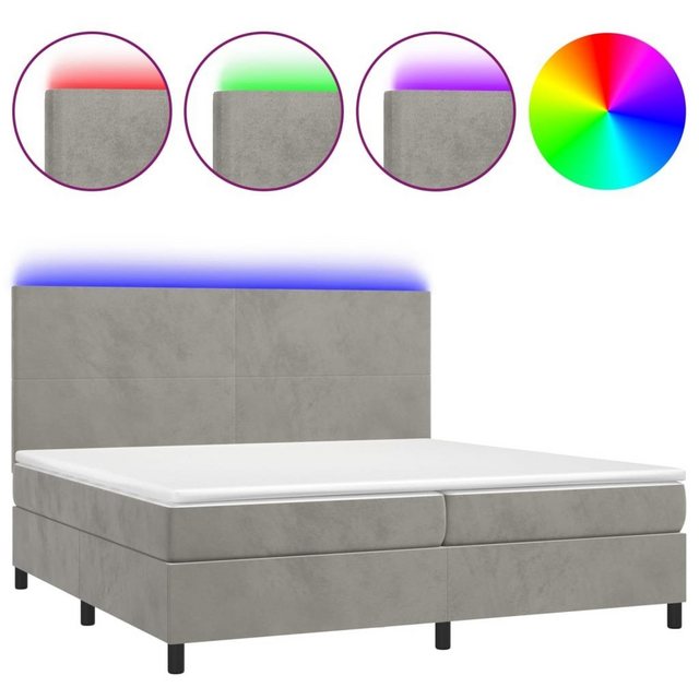 vidaXL Boxspringbett Boxspringbett mit Matratze LED Hellgrau 200x200 cm Sam günstig online kaufen