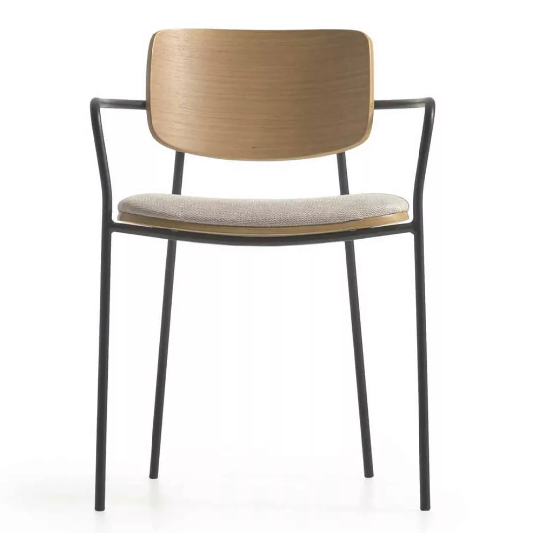Armlehnenstuhl Set aus Schichtholz und Stahl Retrostil (4er Set) günstig online kaufen