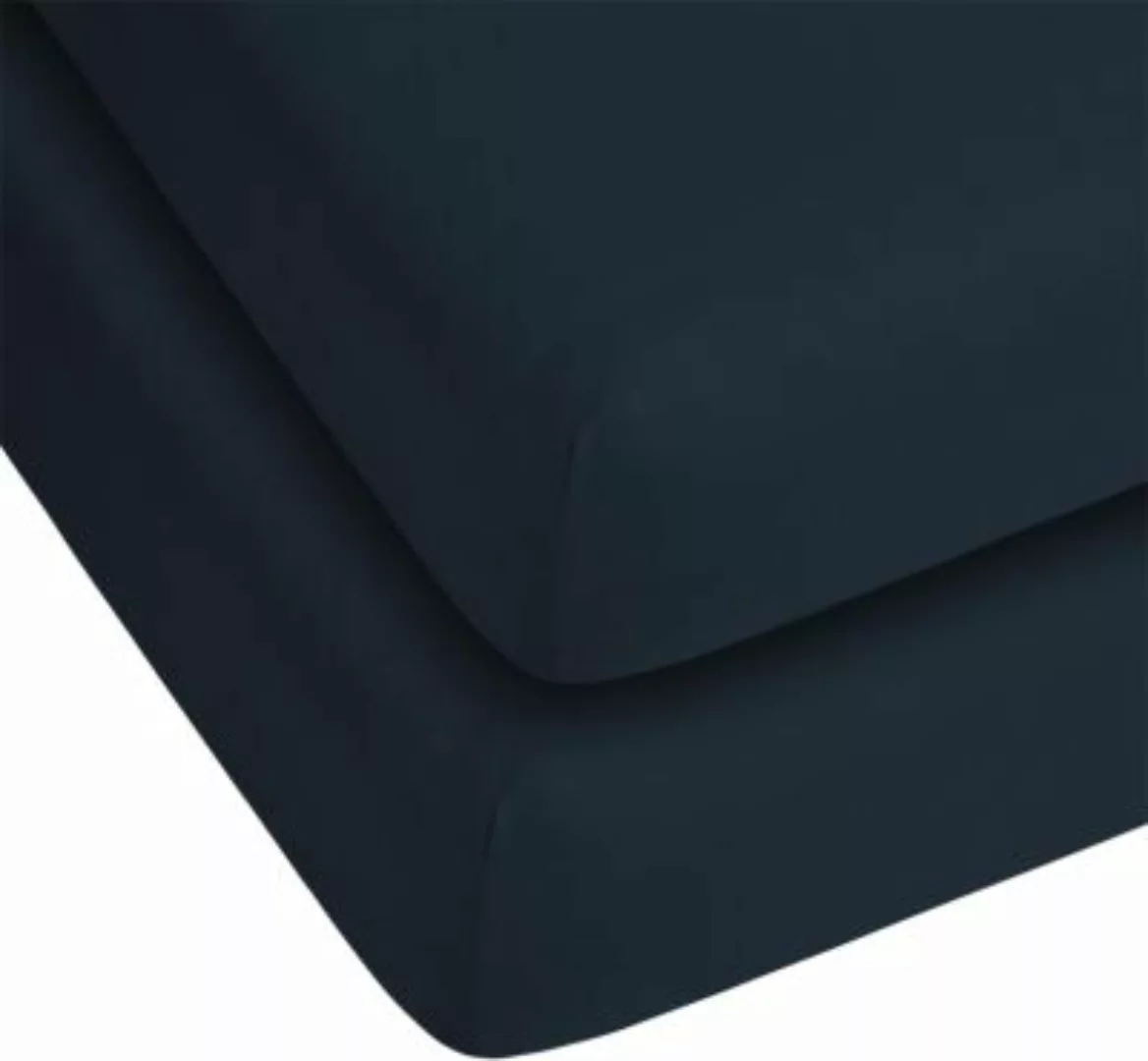 Aspero® 2 x Spannbettlaken aus Baumwolle Bettlaken dunkelblau Gr. 140-160 x günstig online kaufen